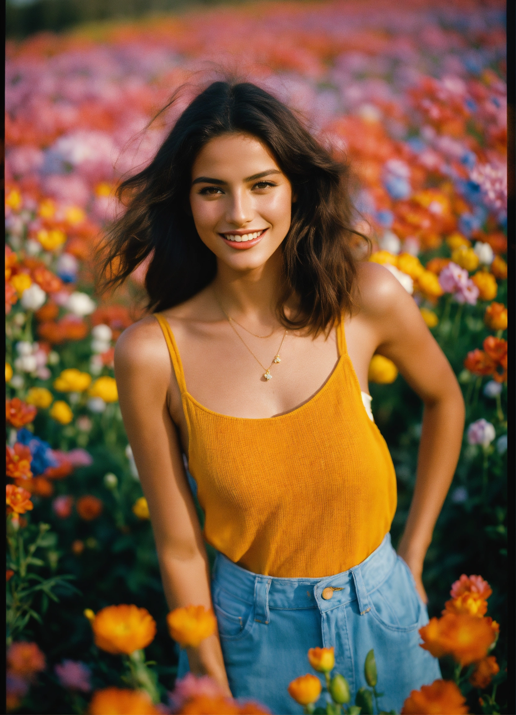 Lexica - Happy young tanned Israeli female supermodel standing in a ...