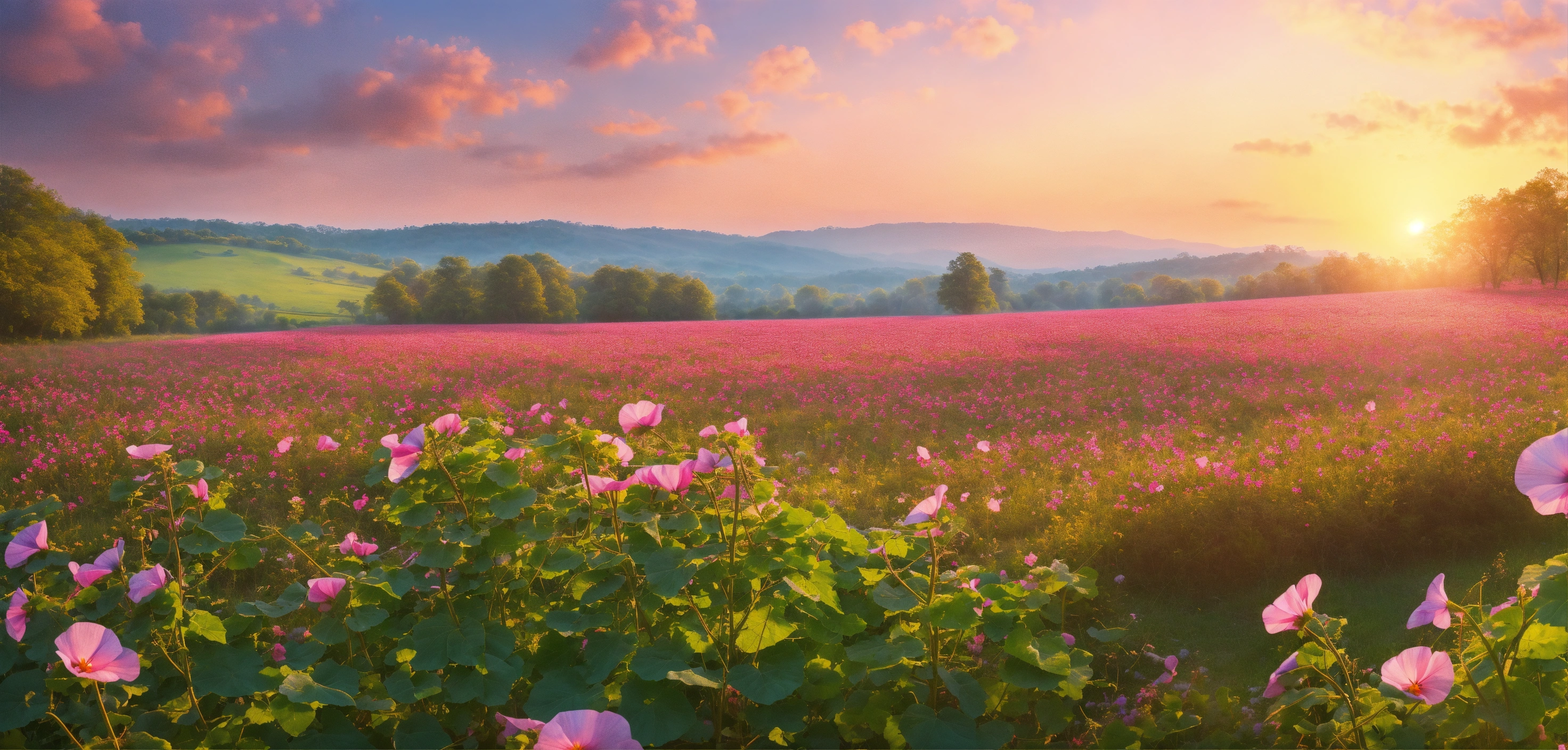 Lexica - A serene and majestic spring landscape of a large field full ...