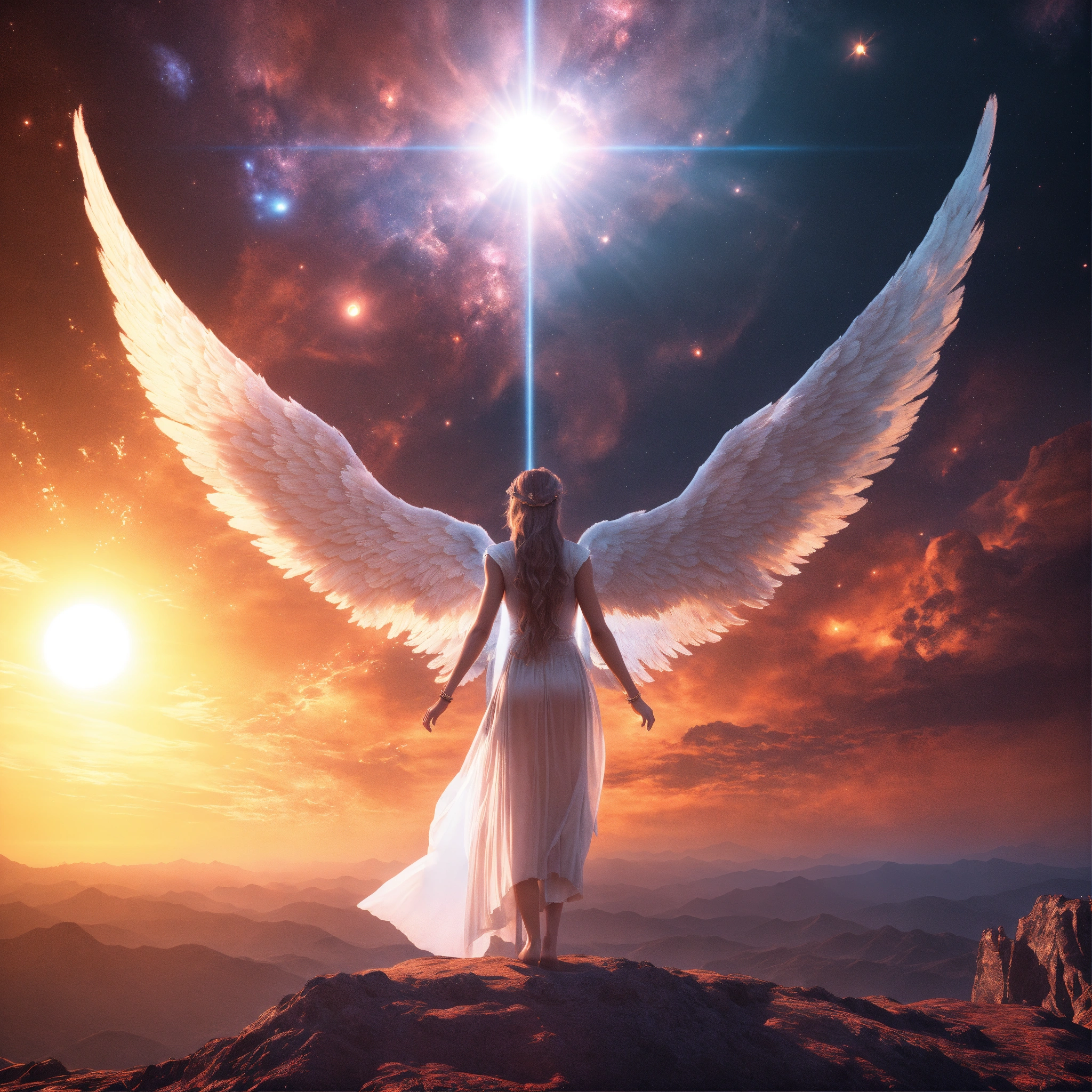 Lexica - Ethereal man angel and young ethereal woman angel, mountain ...