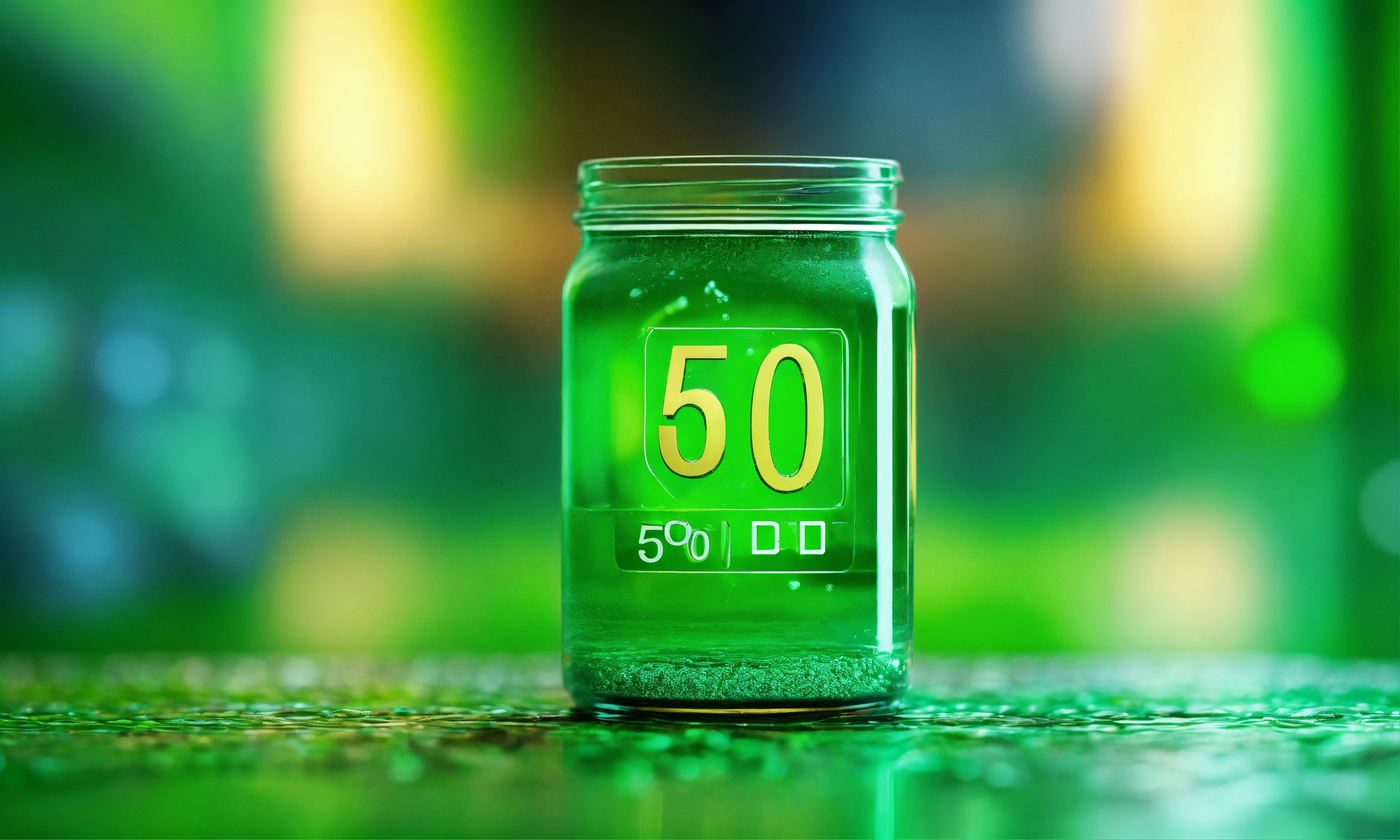 Lexica - Number 5000, perspective, reflection, green background, close ...