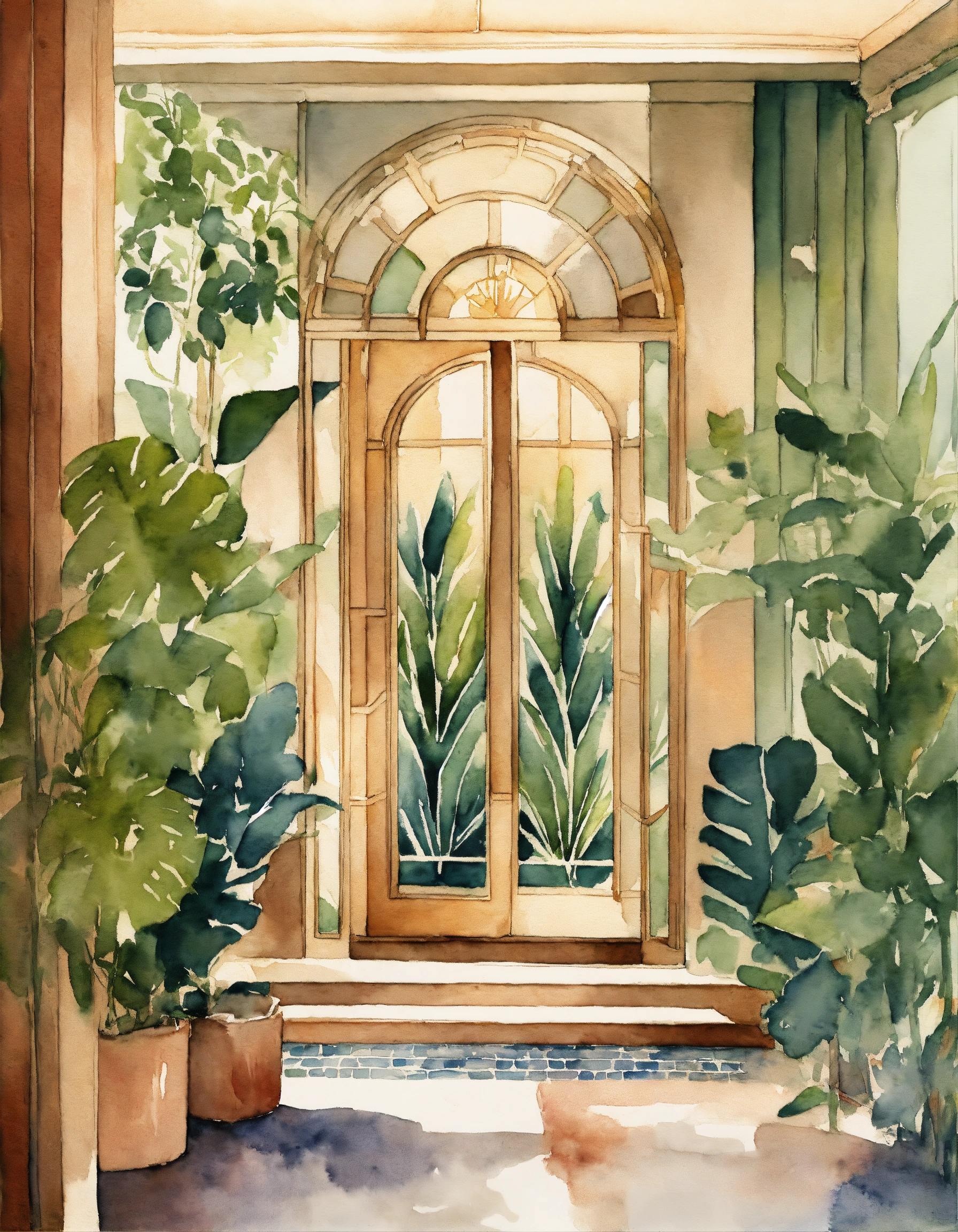Lexica - Art Deco Art Print for a living room entry way botanical ...