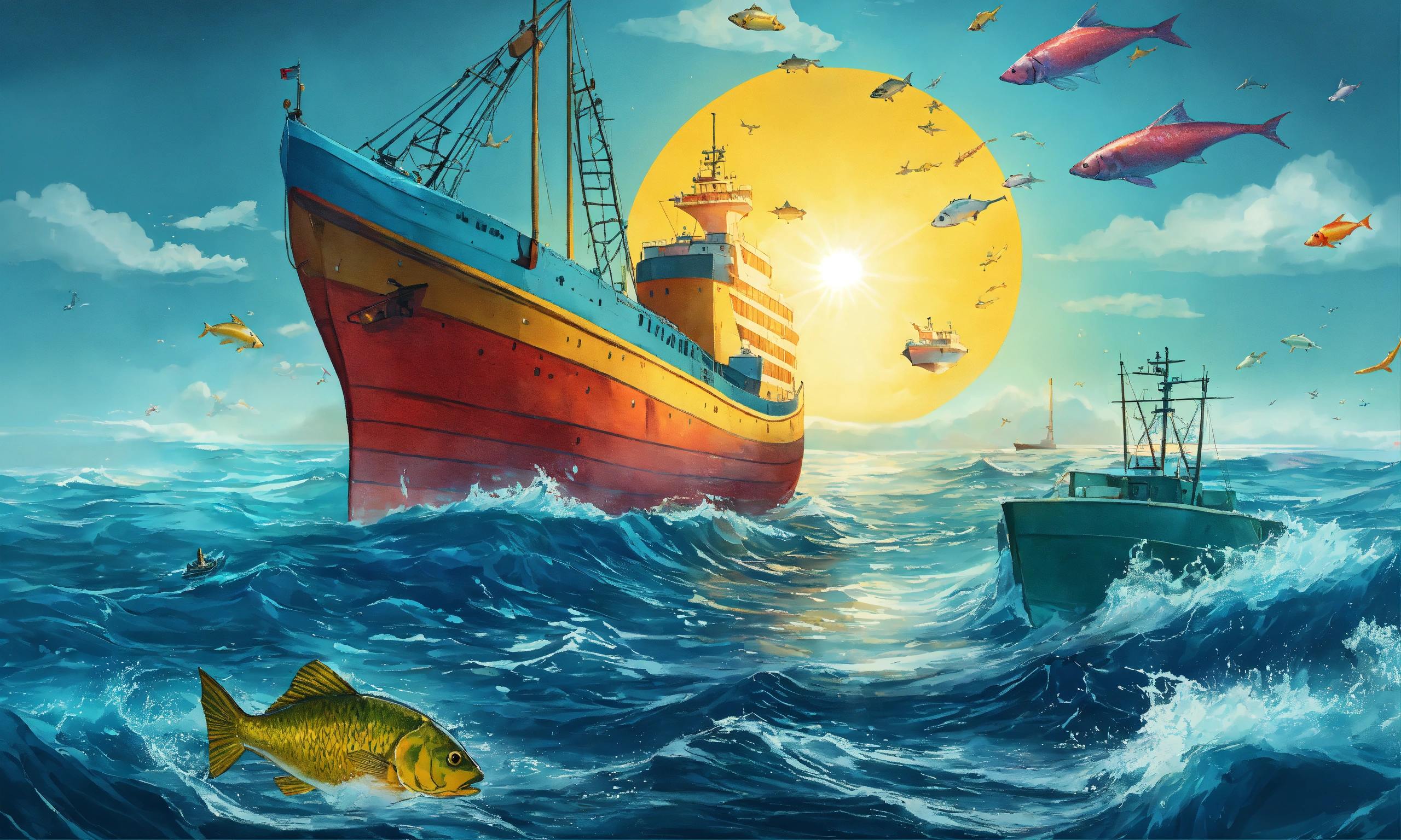 Lexica - A vivid illustration featuring two ships in the ocean to ...