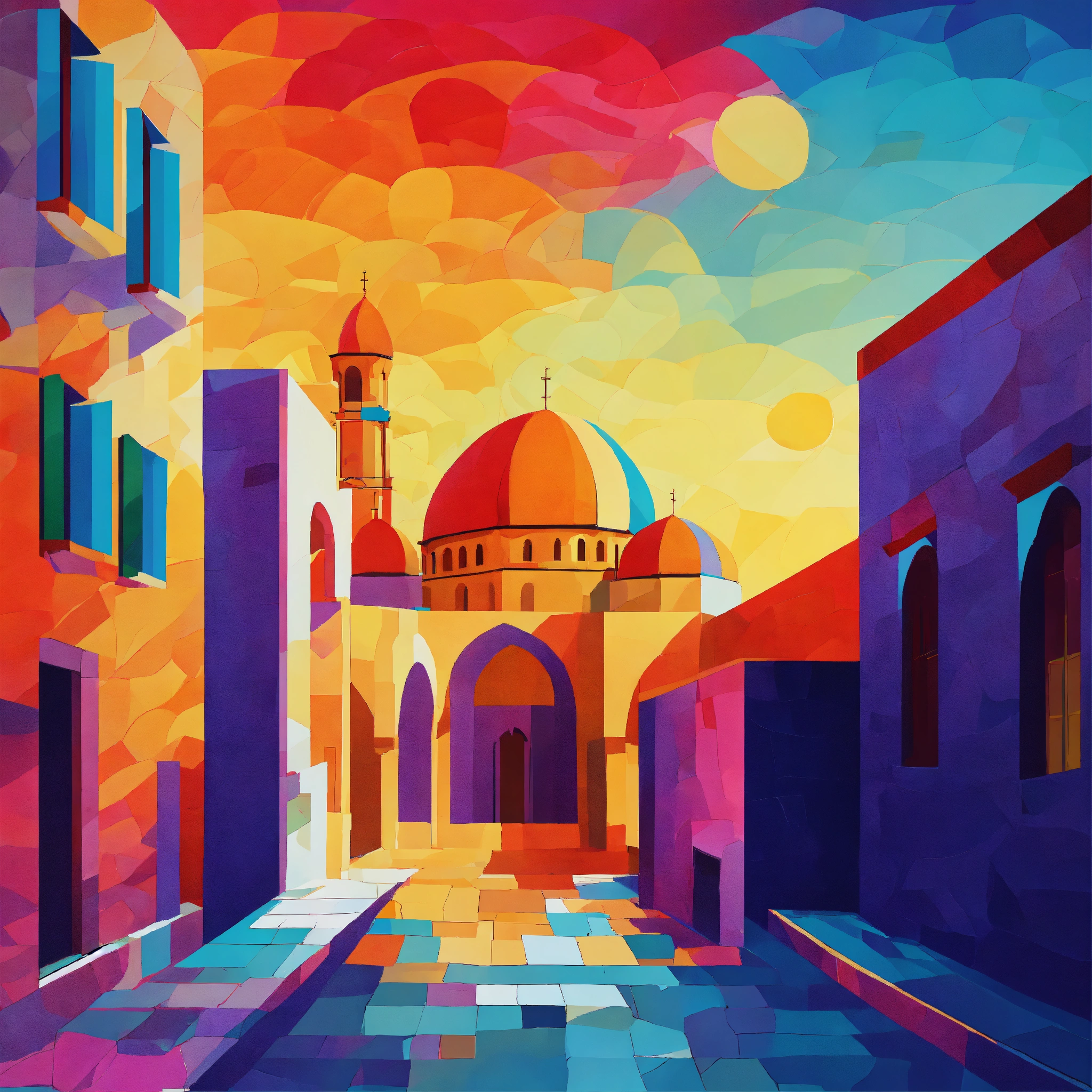 Lexica - Create me an abstract and minimalist painting of Jerusalem ...