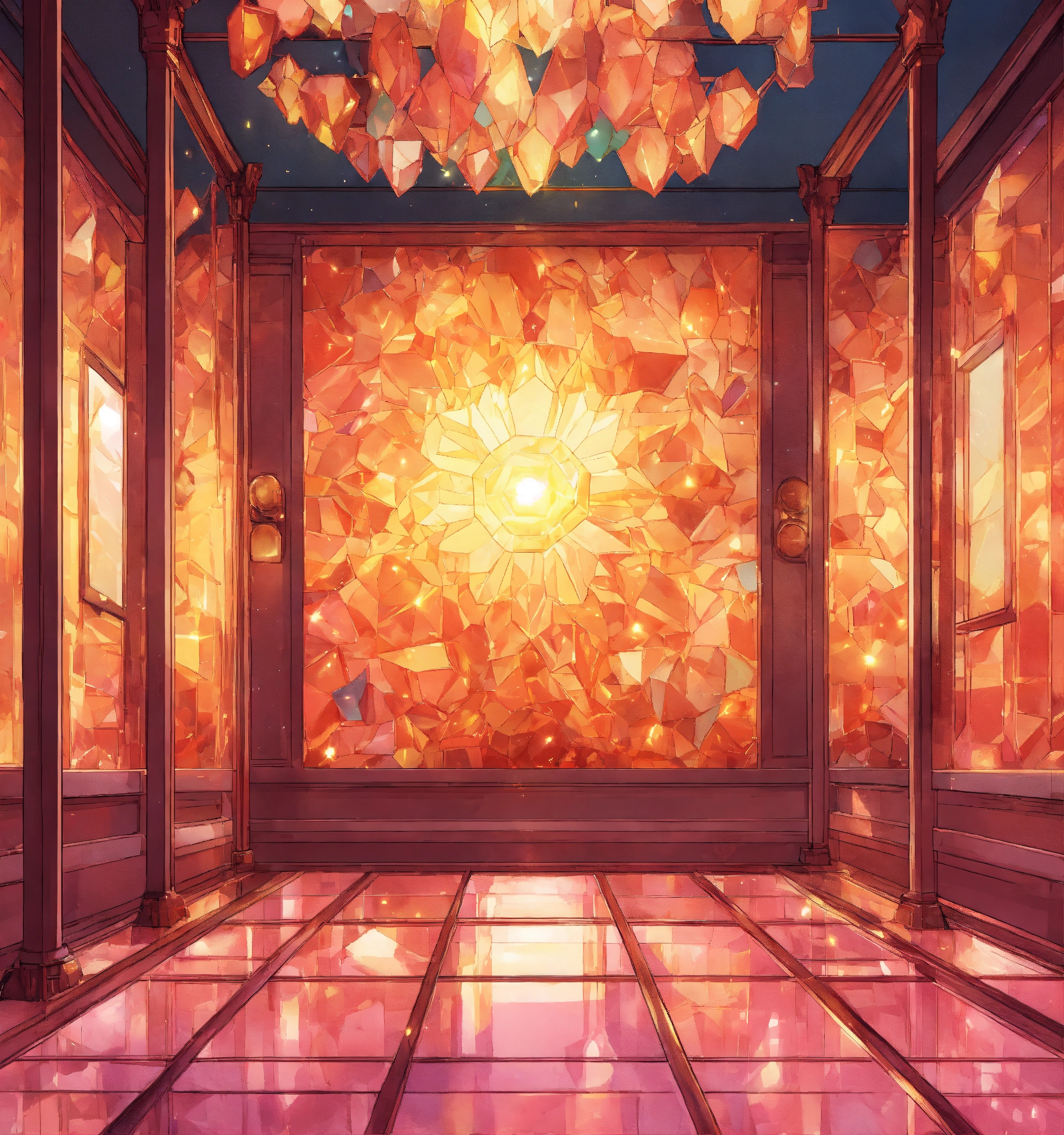 Lexica - Shiny crystal room, neural textures, 2D manga anime style.