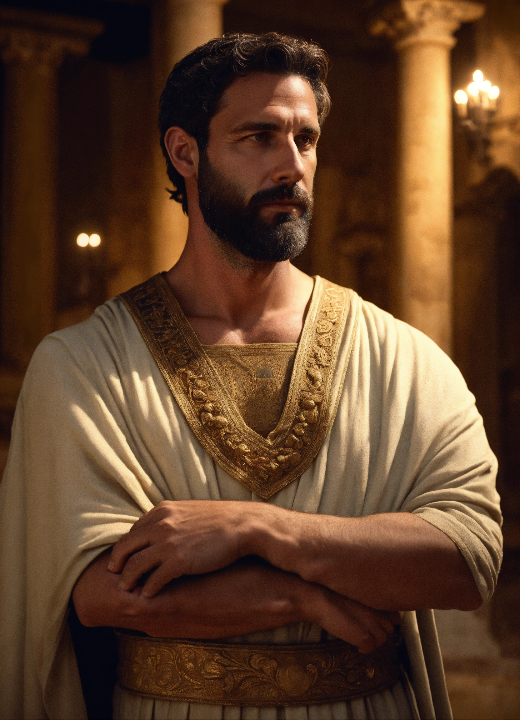 Lexica - A rich roman man wearing a light-colored tunic, smart, solemn ...