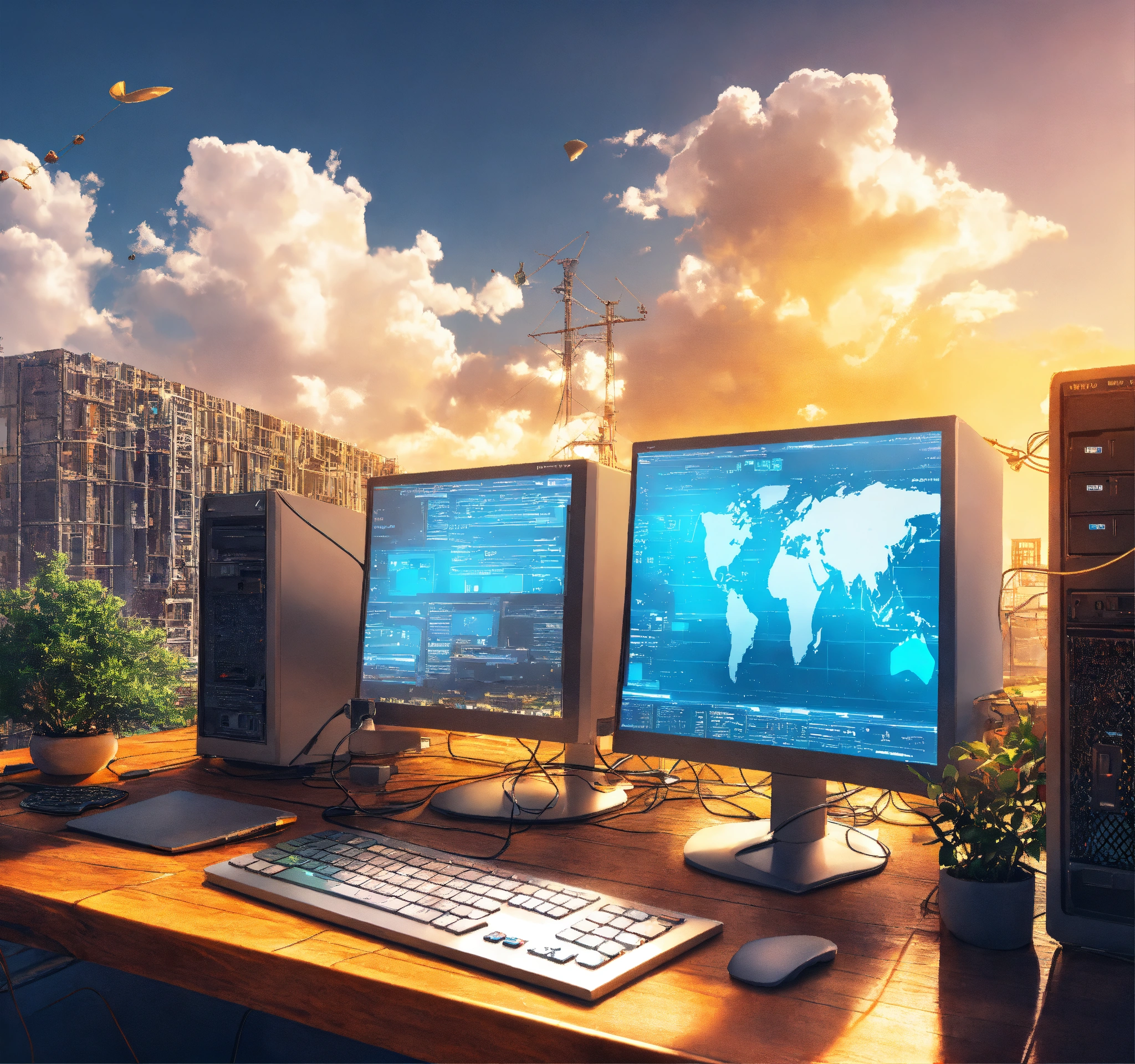 Lexica - Please generate a lively artwork of computers and ...