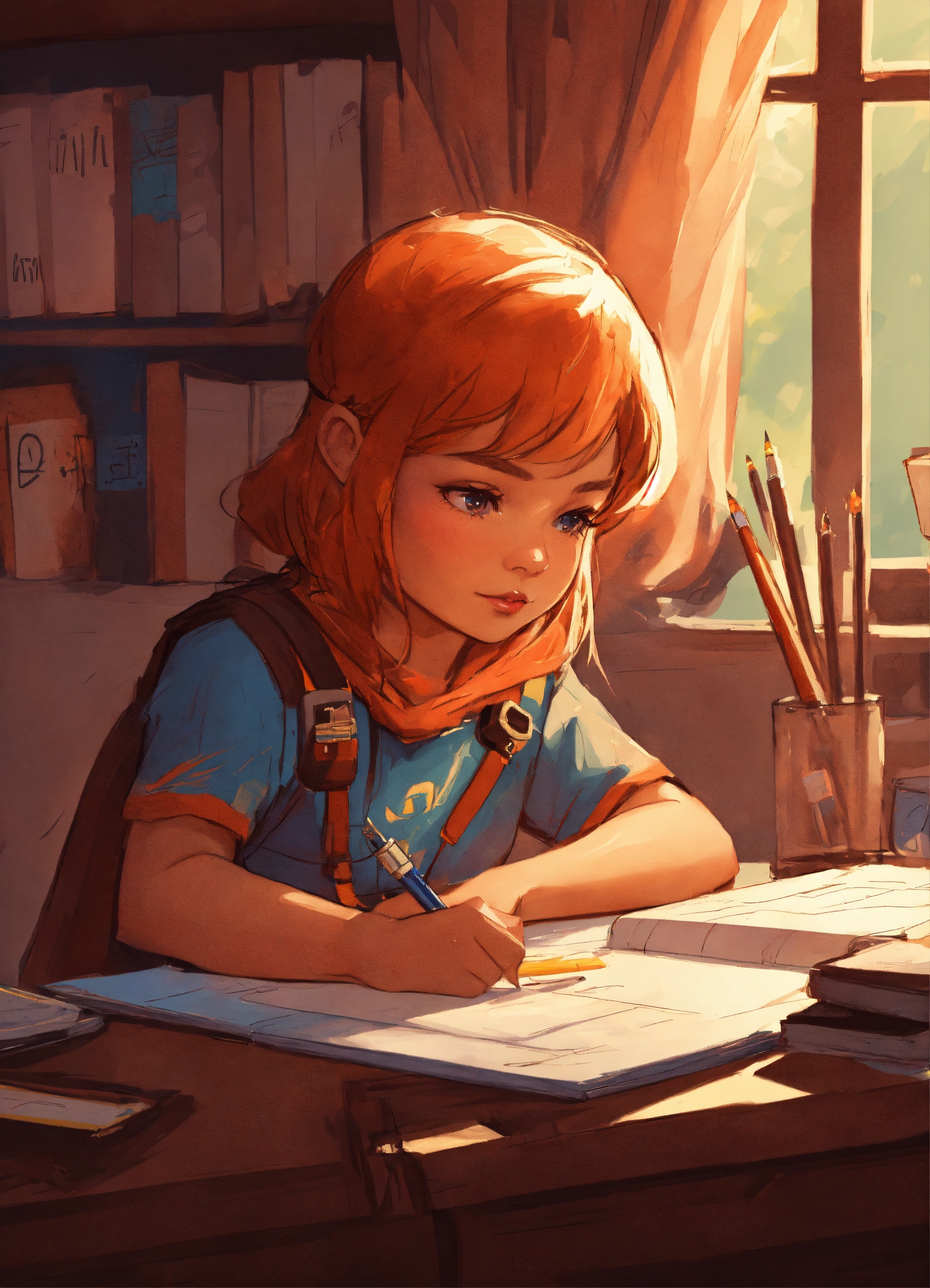 Lexica - Cute little hero helping a girl to to her Homework, fantasy ...