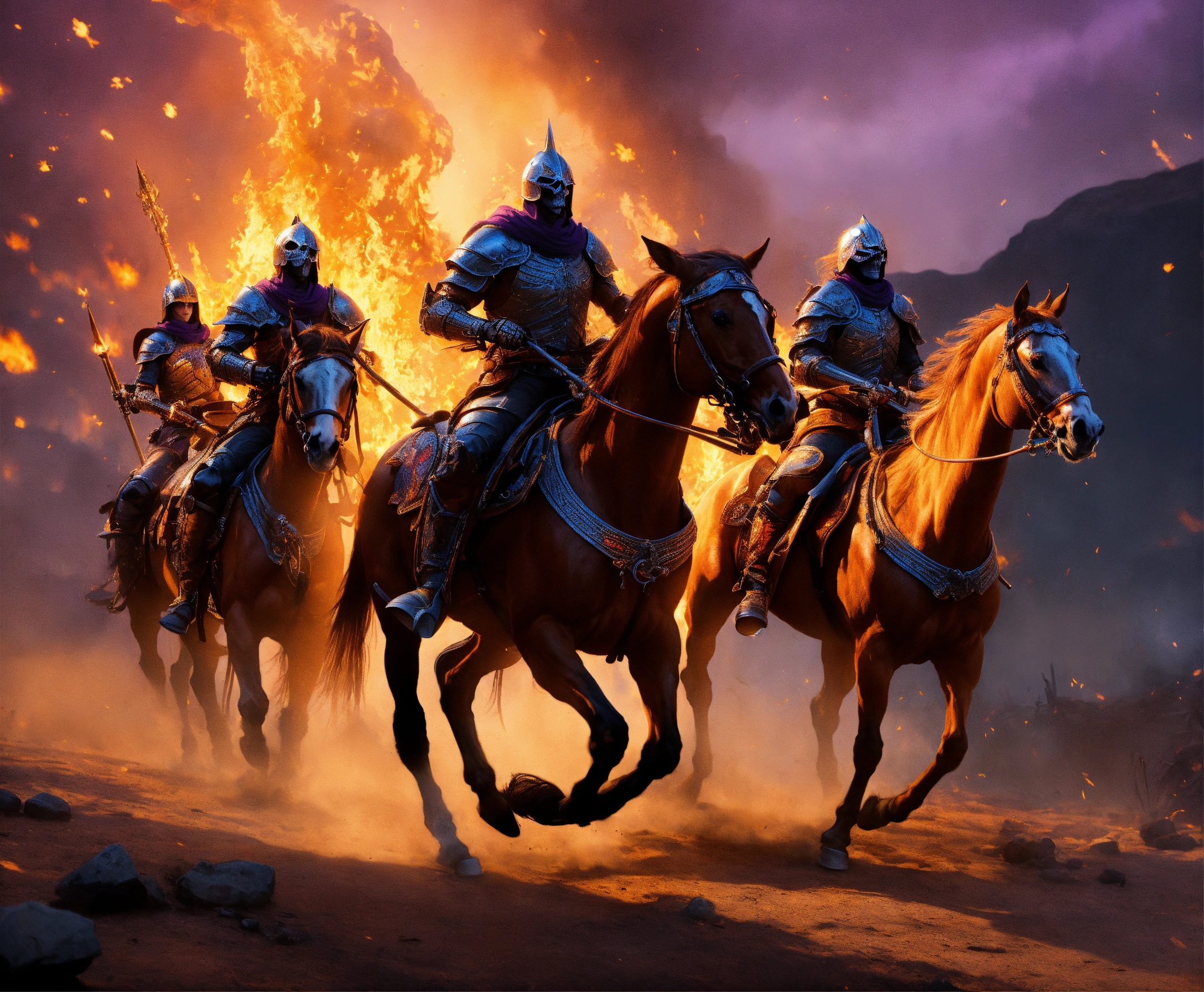 Lexica - Four horsemen of the apocalypse riding skeleton horses, 4k ...