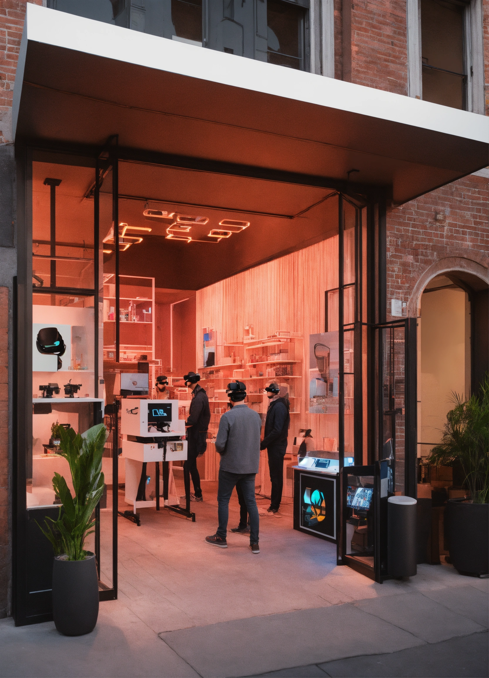Lexica - Storefront with people inside experiencing VR and 3d printing ...