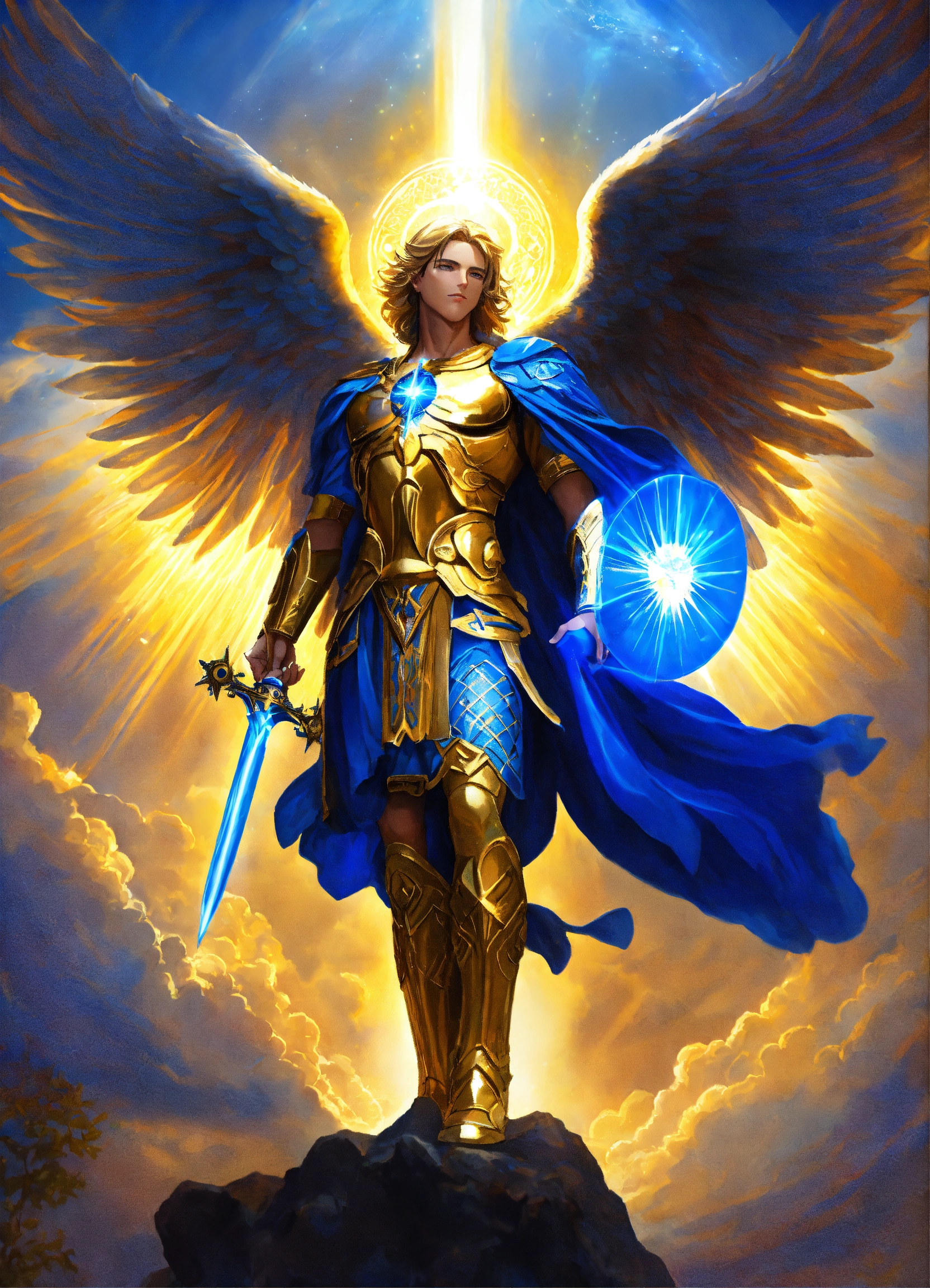 Lexica - Archangel michael, cosmic blue light, power, blue light swort, blue  ray, golden sun rays, earth ground, spiritual energy