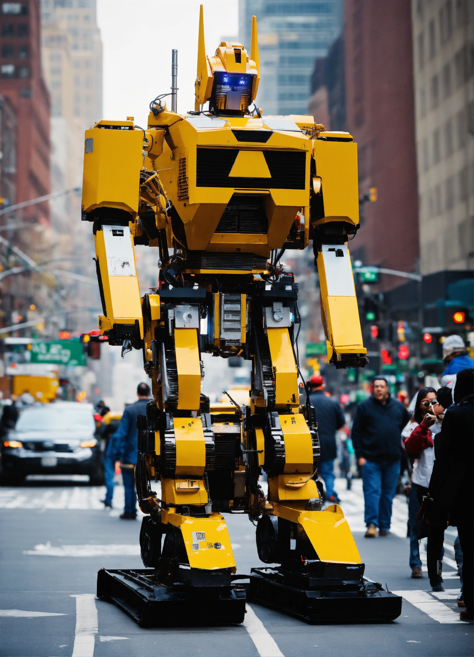Lexica - In this photograph taken in a street in New York a robot ...