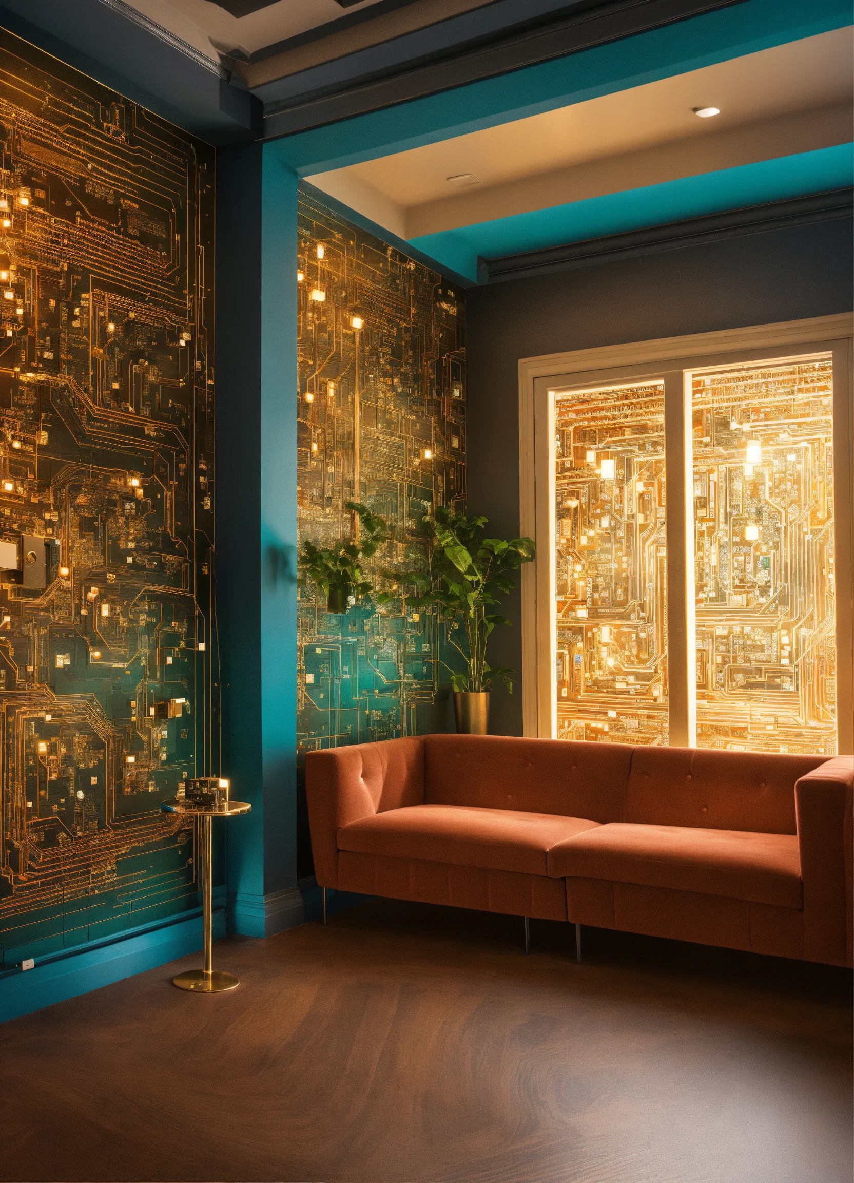 Lexica - Imagine a modern and technology-inspired living room with a ...