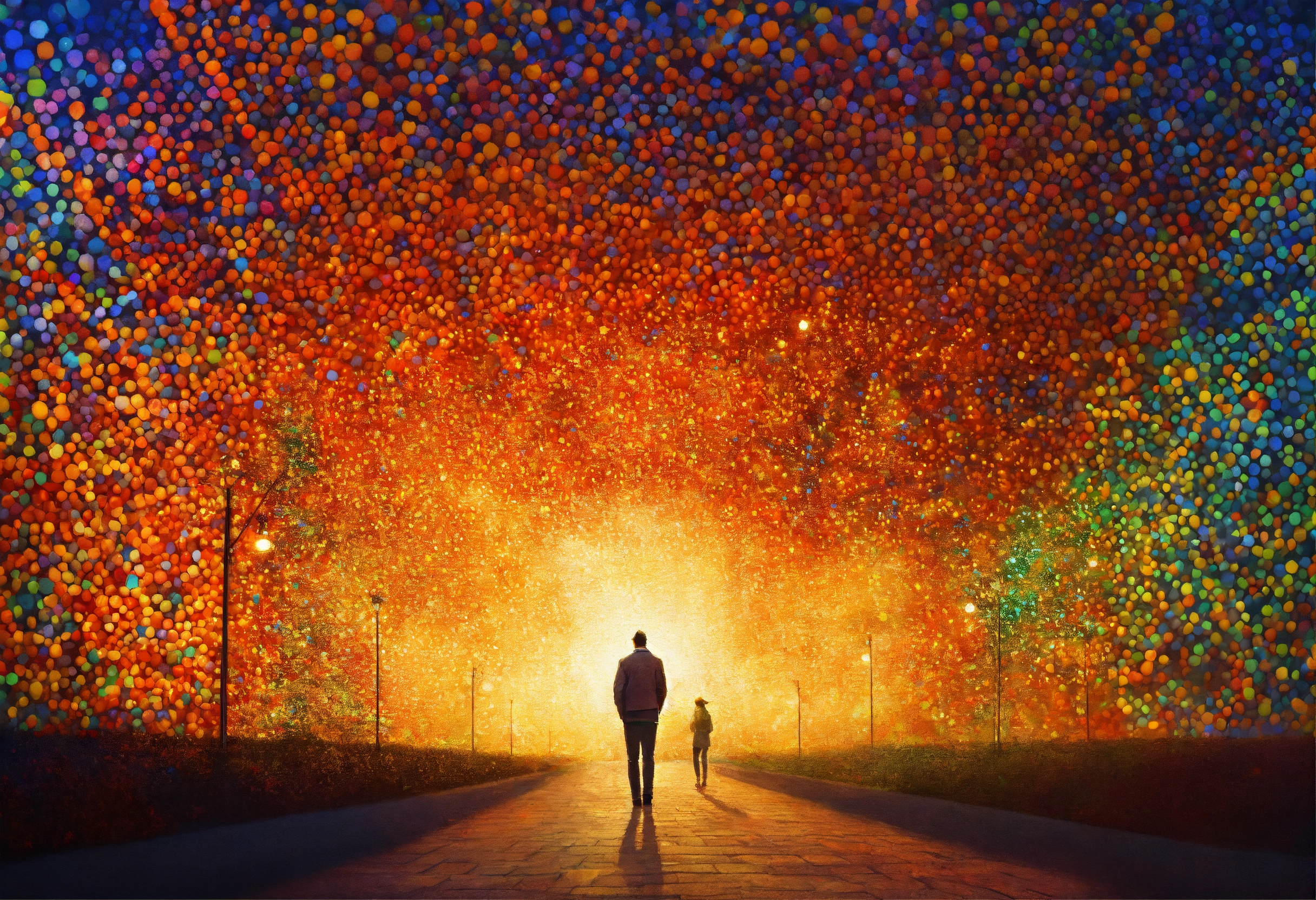 Lexica - Points of light creating a pointillism artwork image, visual ...