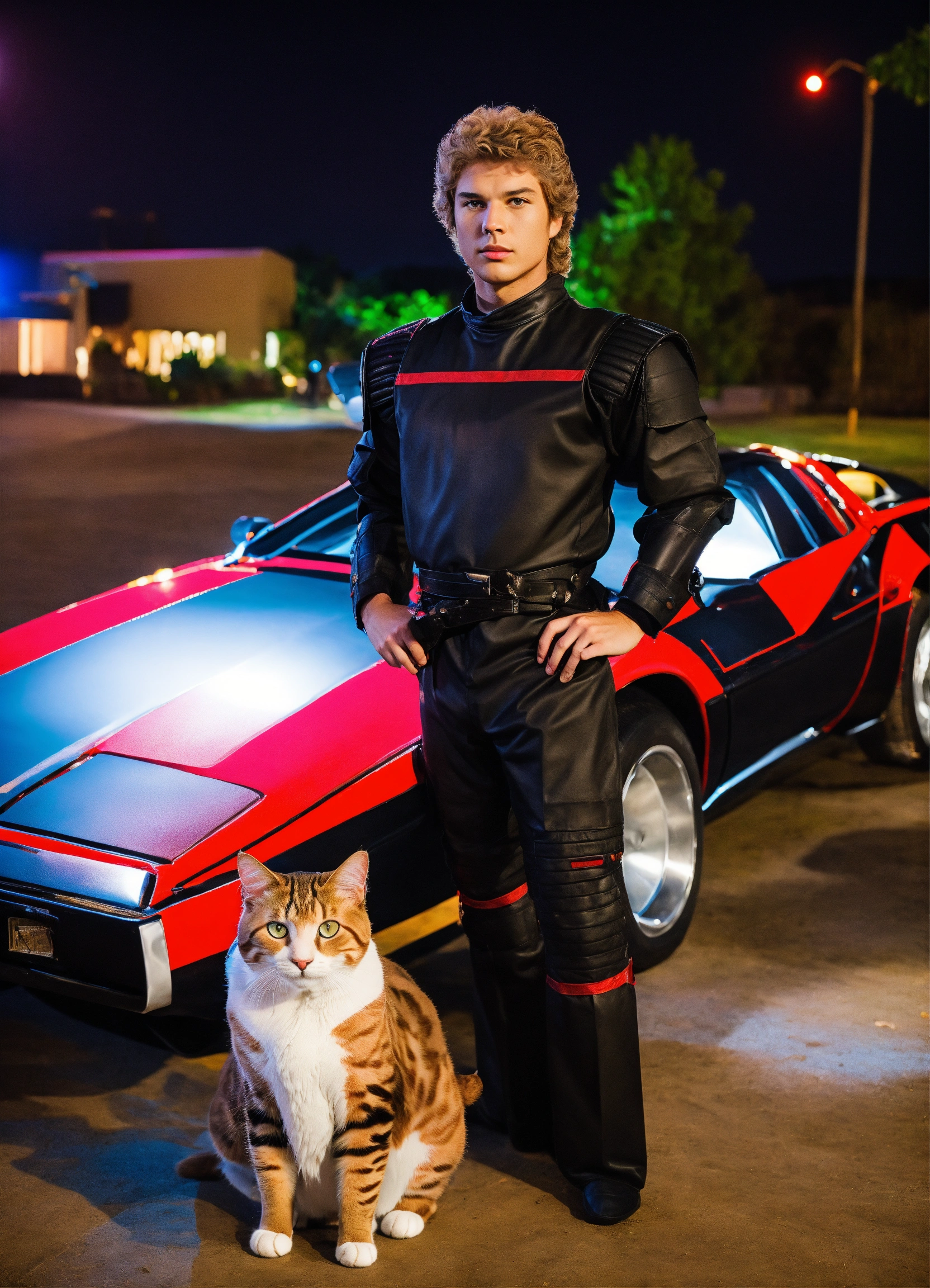 Lexica - Cats Knight Rider car cosplay KITT