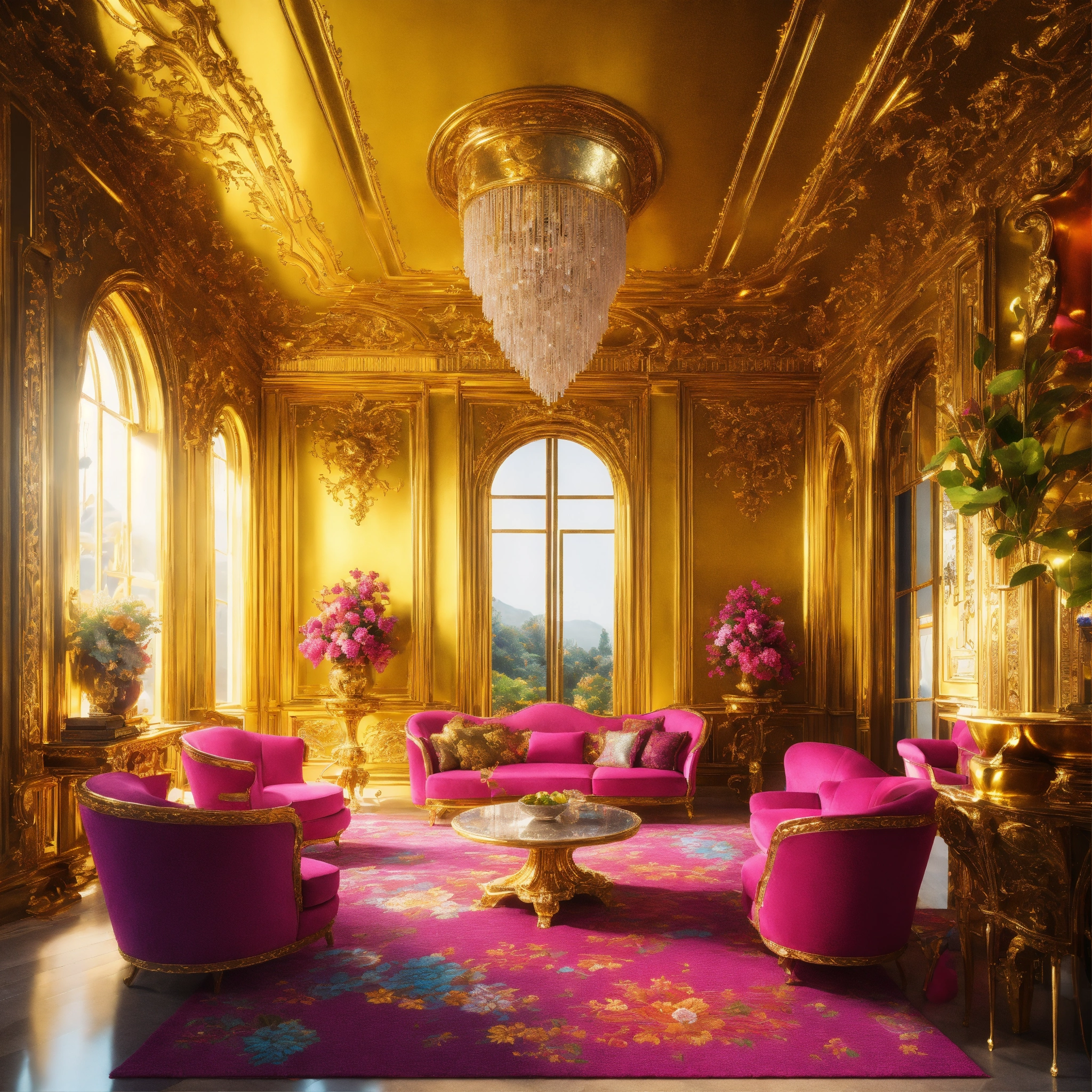 Lexica - Futuristic beautiful French chateau interior sitting room ...