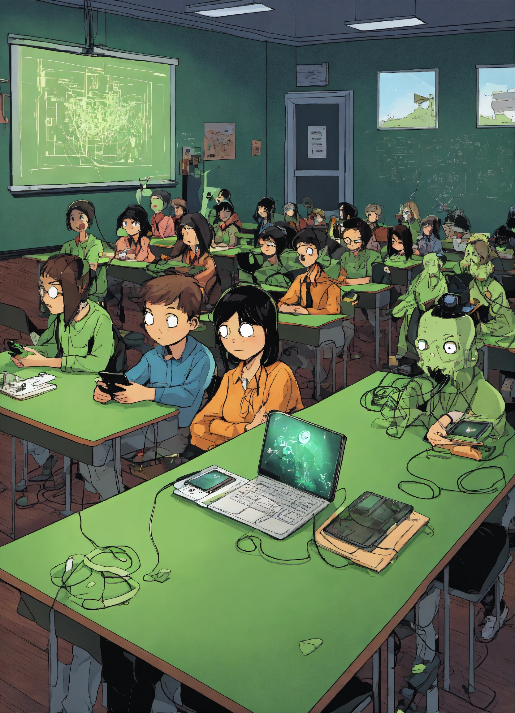Lexica - Illustrate a comic cartoon poster where the students in a ...