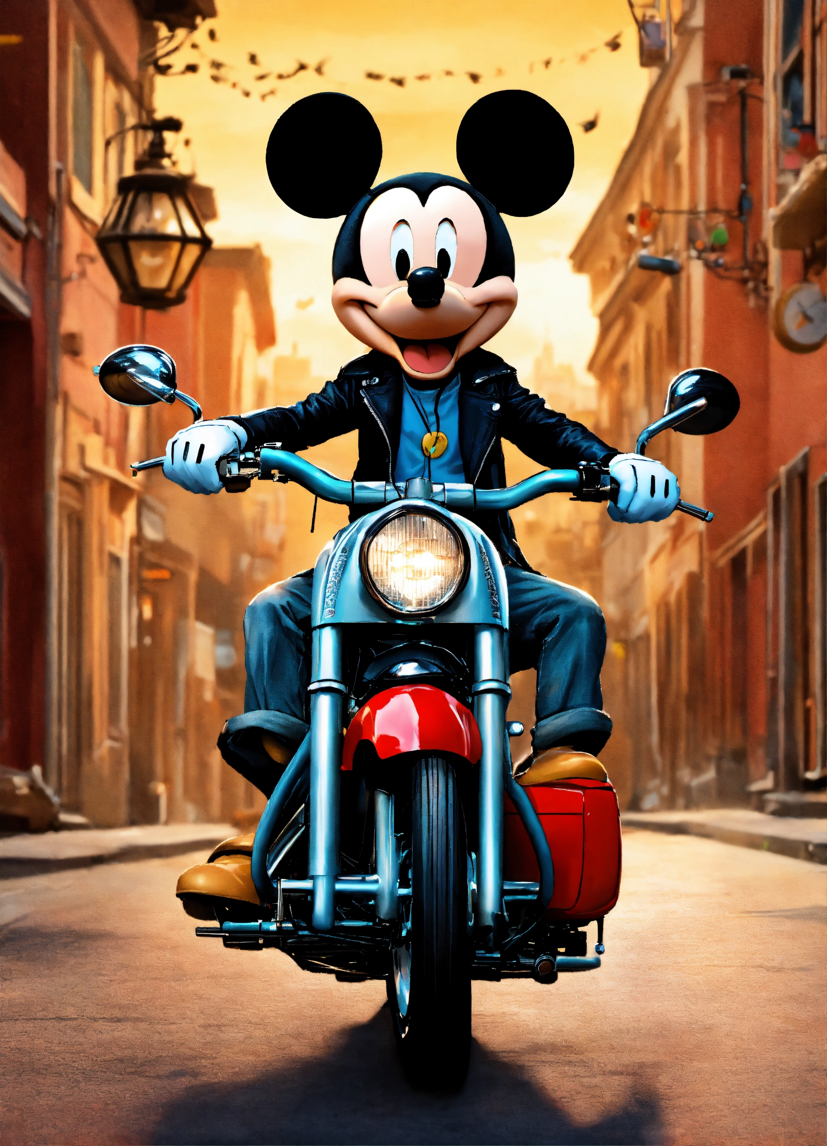 Lexica - Mickey rides a motorbike