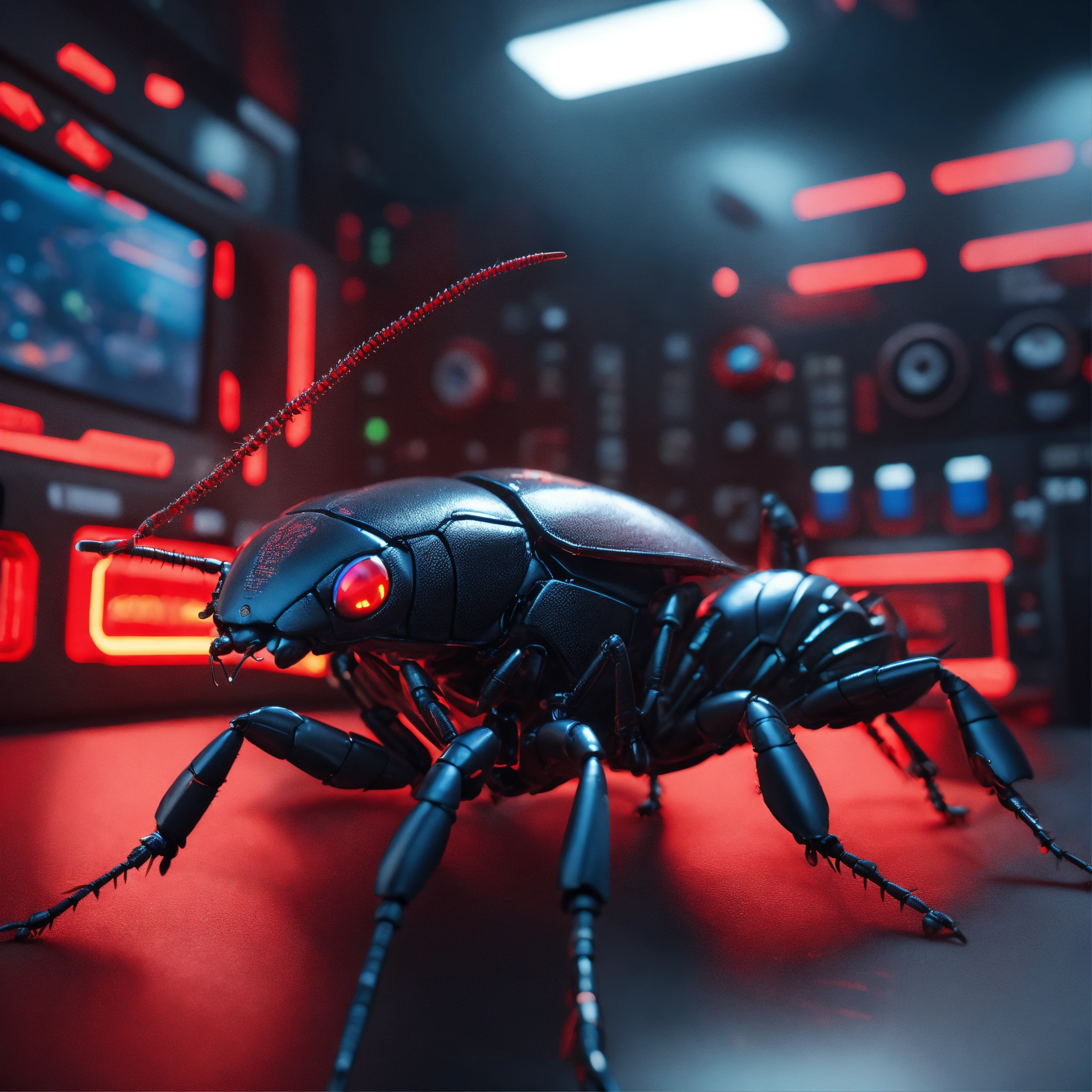 Lexica - Black cockroach faced humanoids with red eyes and detailed ...