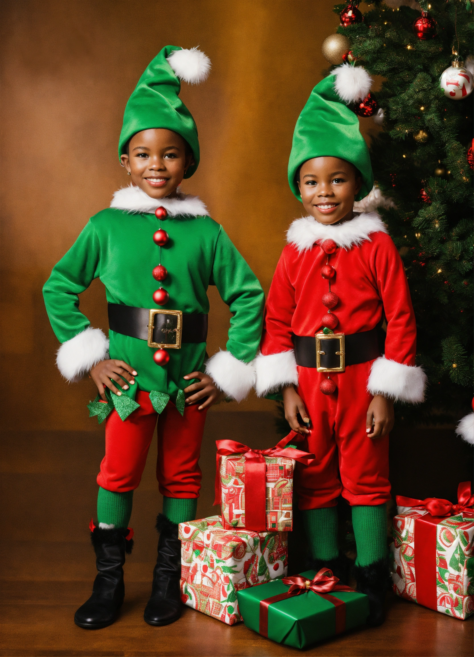 Lexica - African American Christmas elves full body