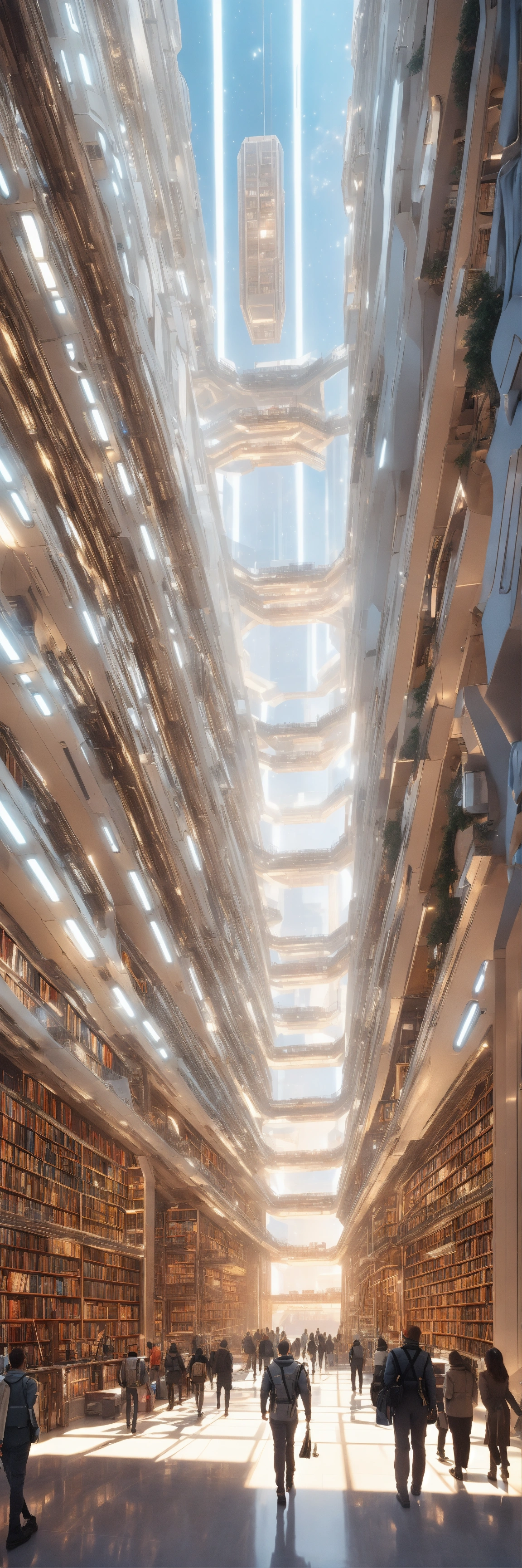 Lexica - An extremely tall sci-fi library in the interior of a ...