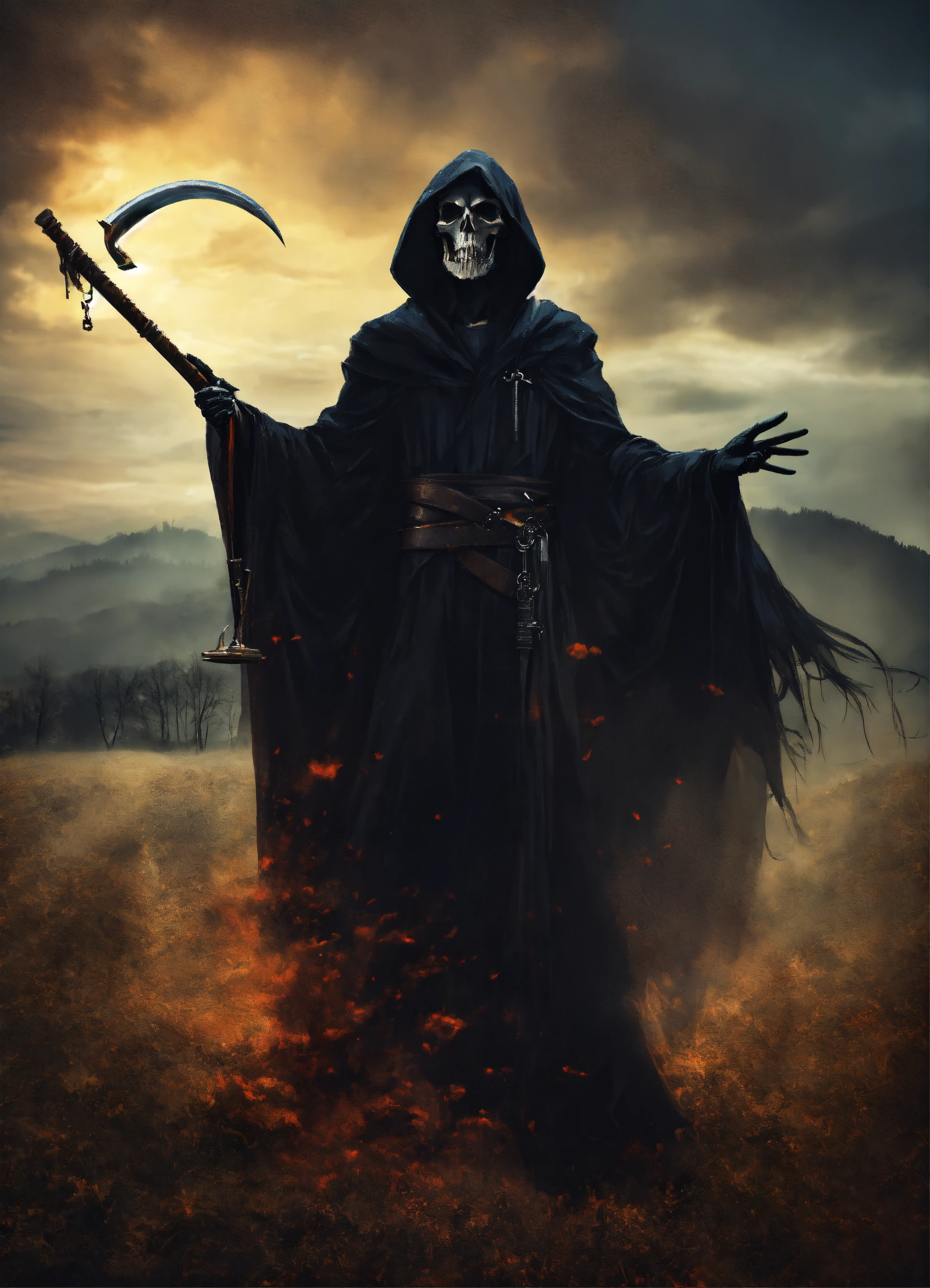 Lexica - A grim reaper with his arm outstretched and pointing