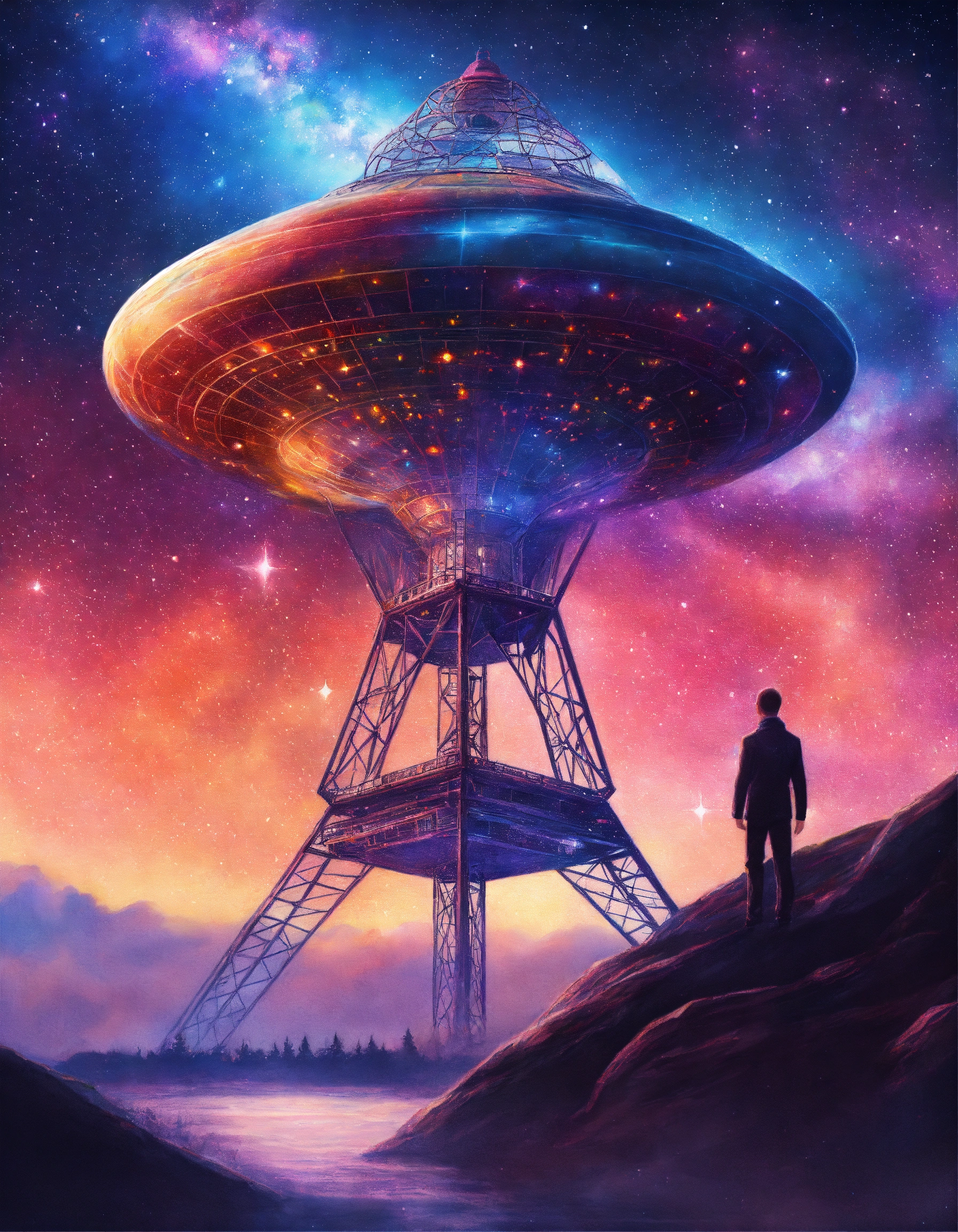 Lexica - Realistic colored pencil drawing of a cosmic illuminated ...