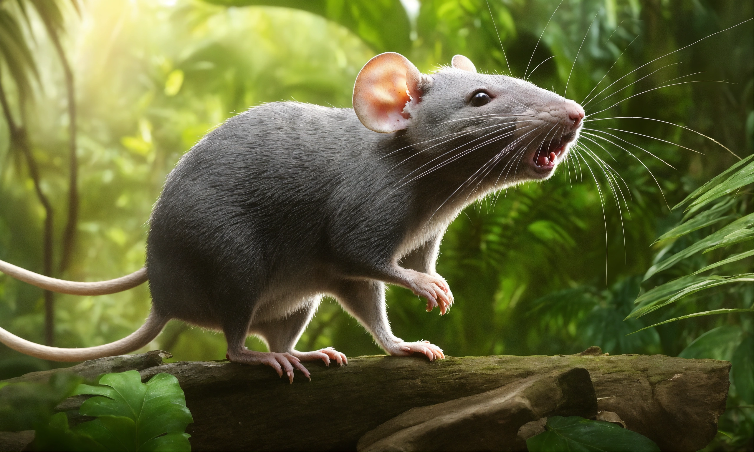 Lexica - A jungle cartoon rat is umping on 2 legs