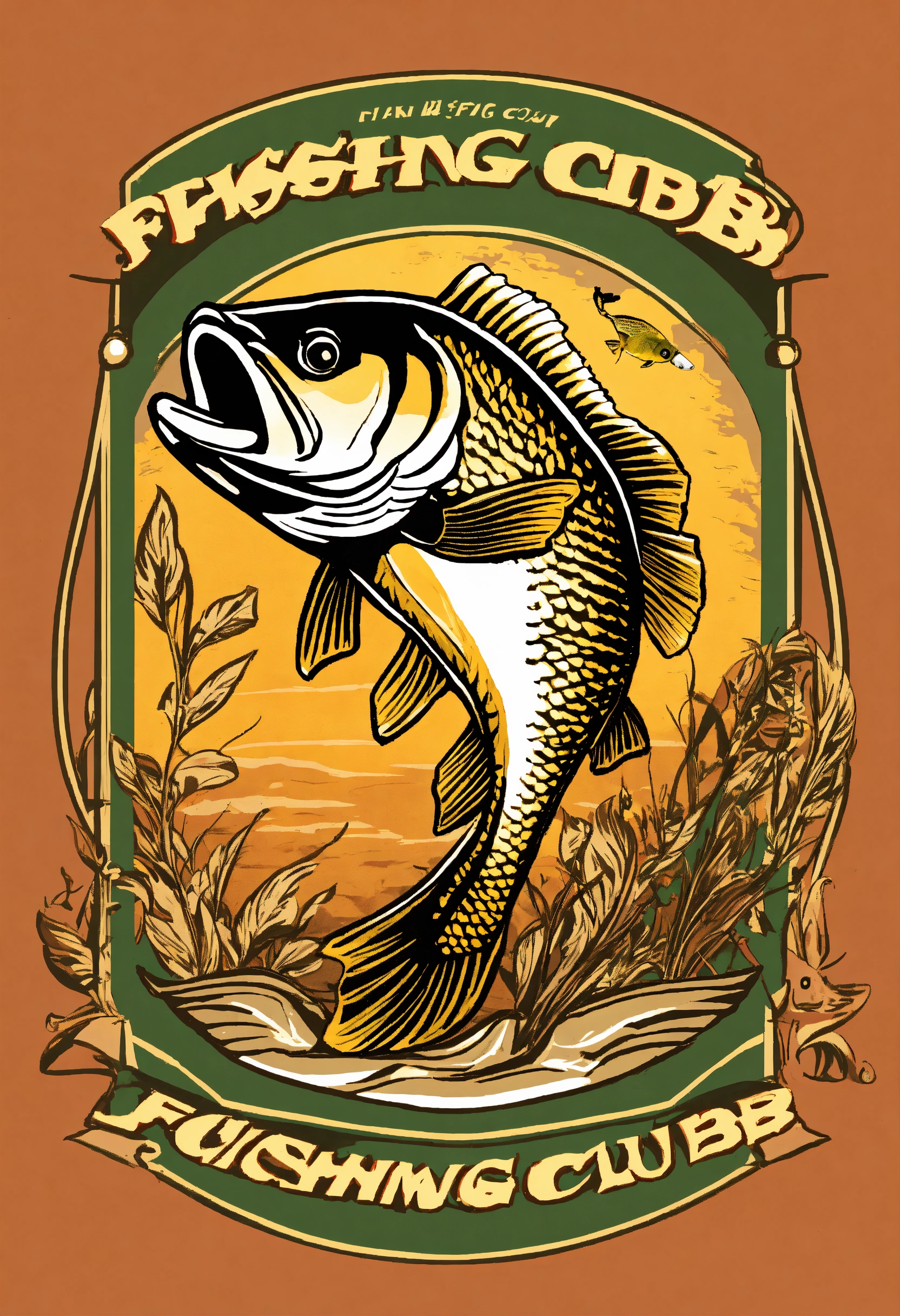 Lexica - A fish with a fishing club ribbon around it, big bass fishing ...