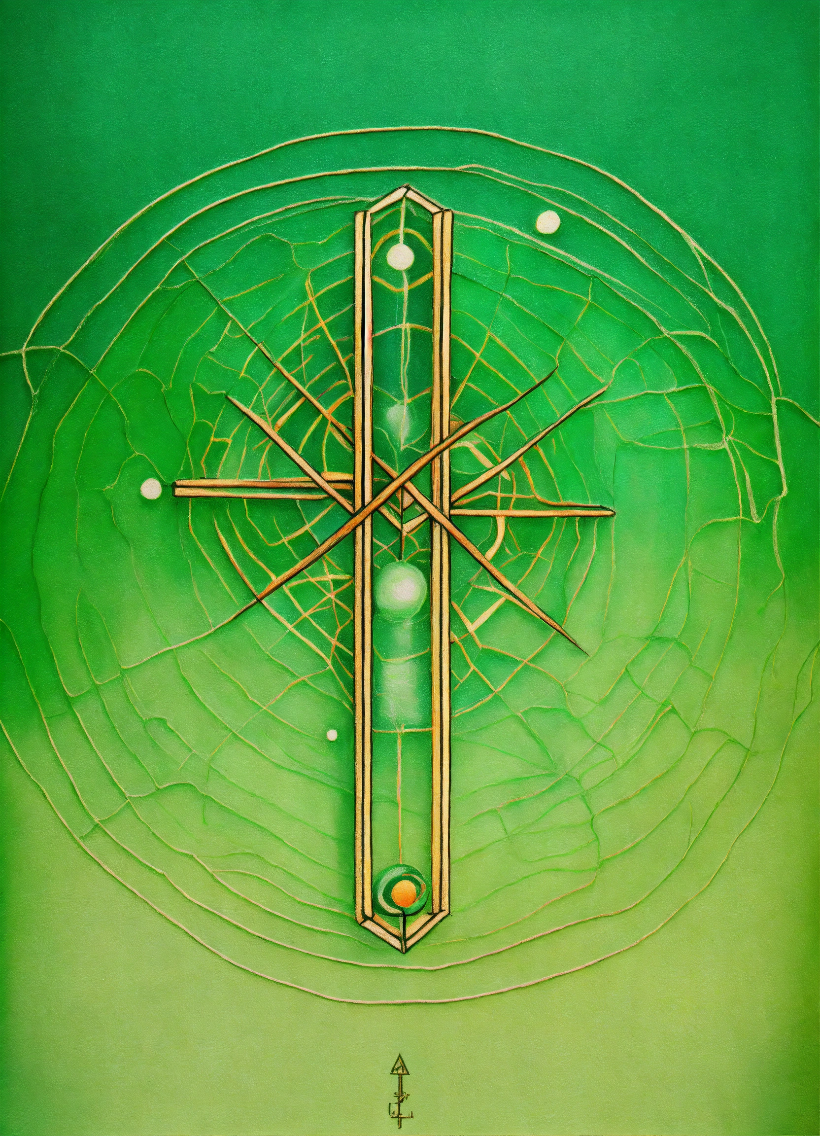 Lexica - Colored pencil drawing of minimalist small lines green healing ...