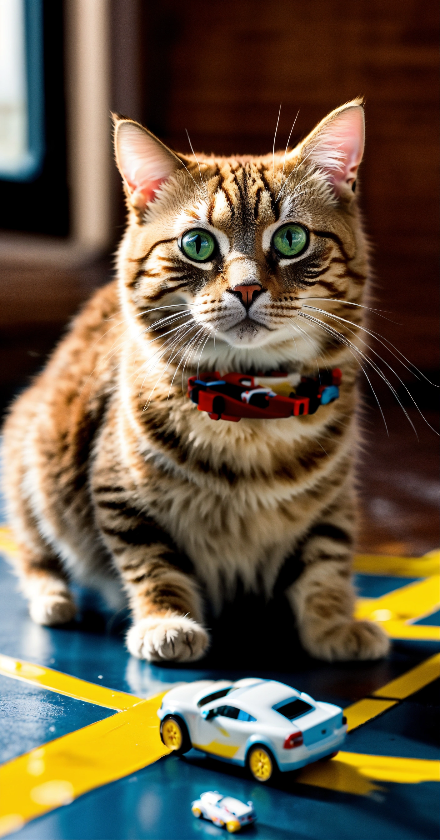 Lexica - Generate a picture of a cat as a race car driver, 'speeding ...