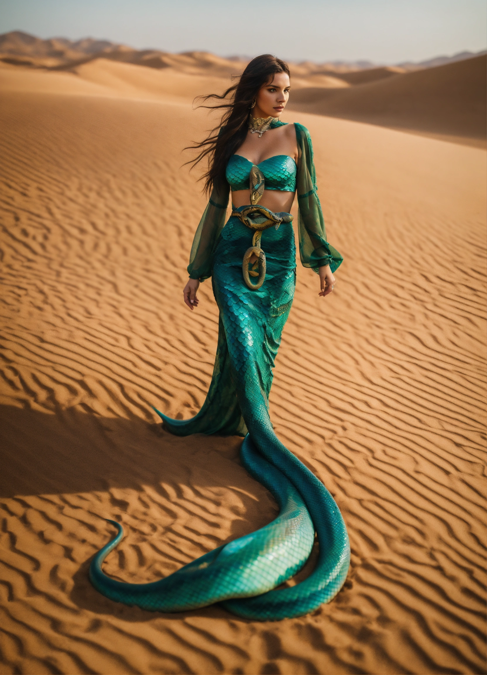 Lexica - Detailed 4k photo full body portrait of a snakemaid slithering ...