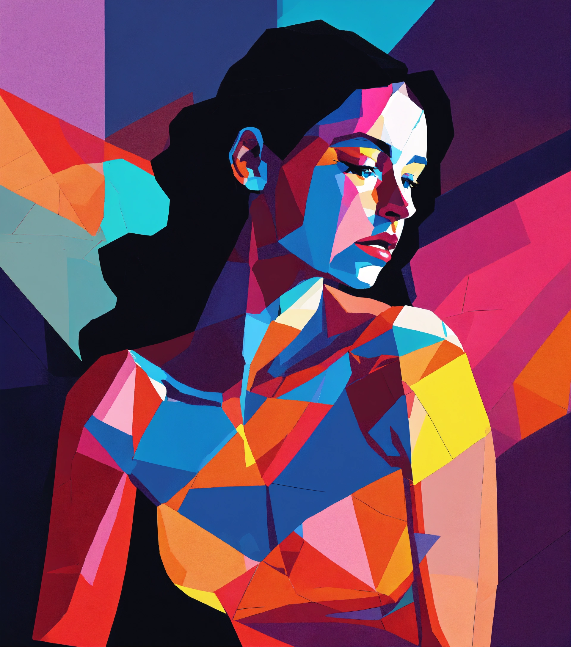 Lexica - Minimalist low poly abstract portrait Illustration of ...