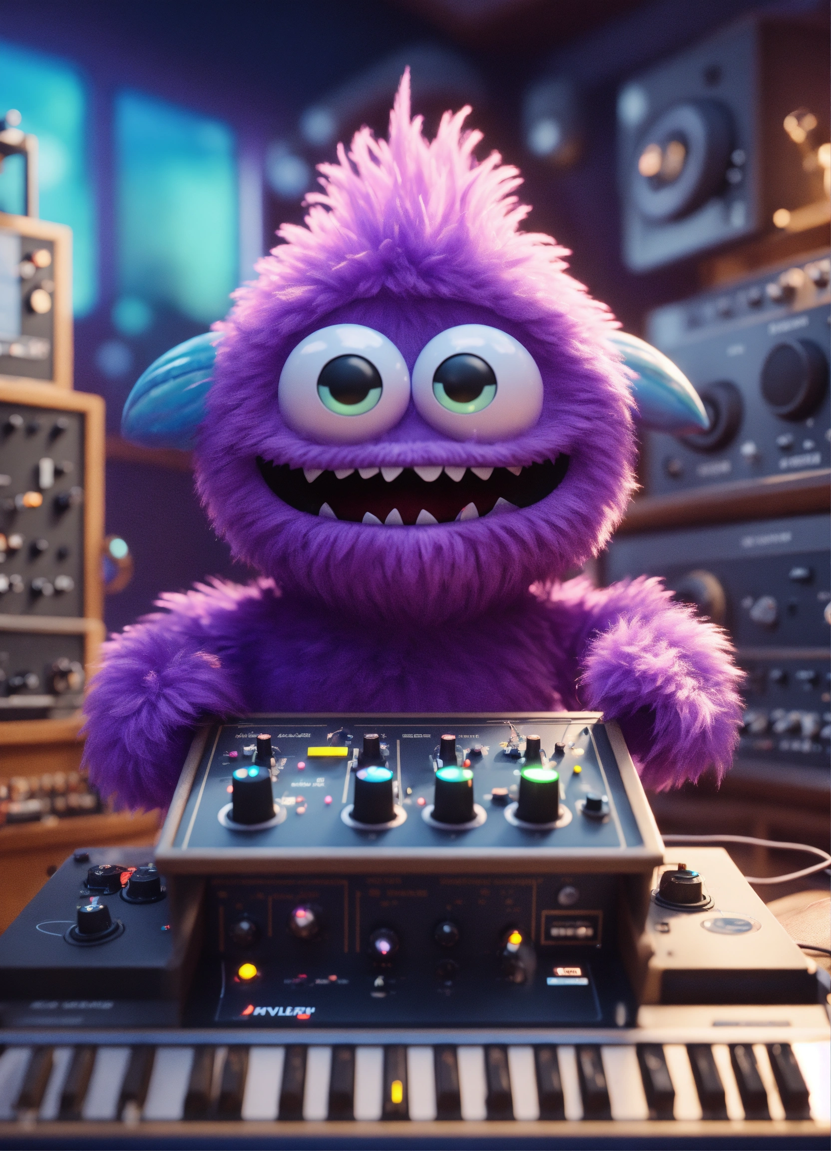 Lexica - Zoom out FUN LOVING CUTE hairy violet colored monster cartoon ...