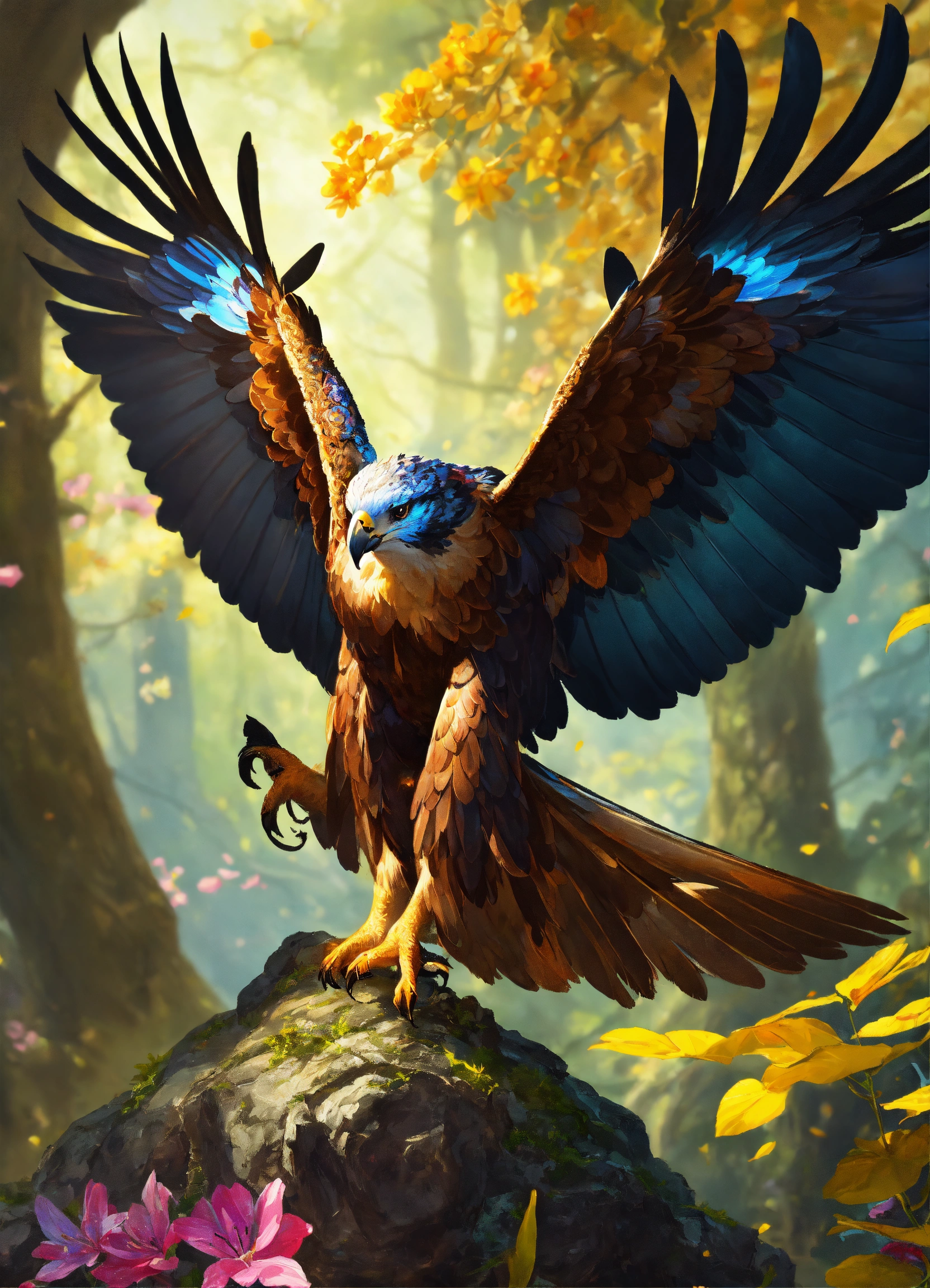 Lexica - Big animal falcon, armor magic, flying around forest ...