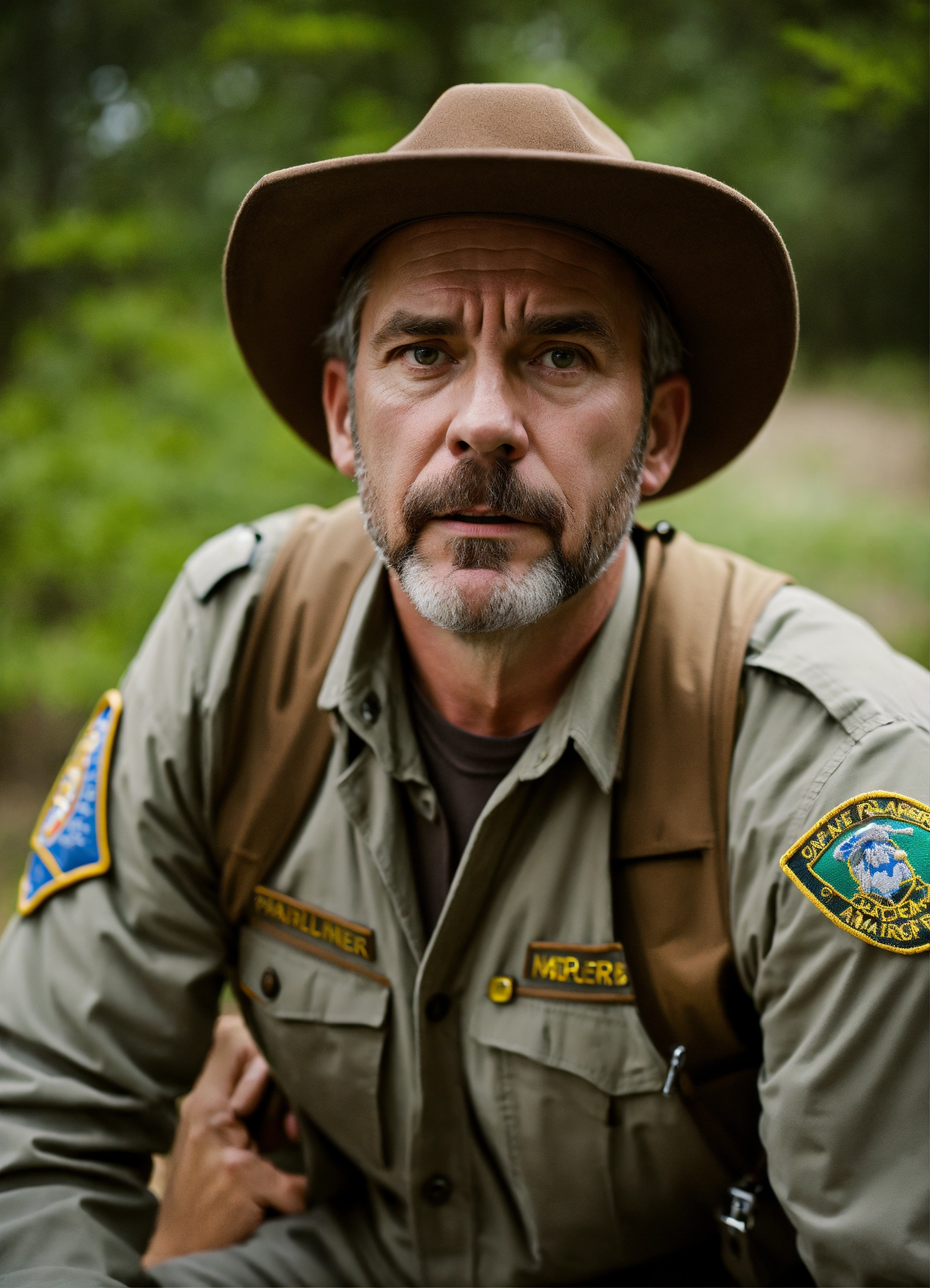 Lexica - Scared unique expressive middle-aged park ranger american man ...
