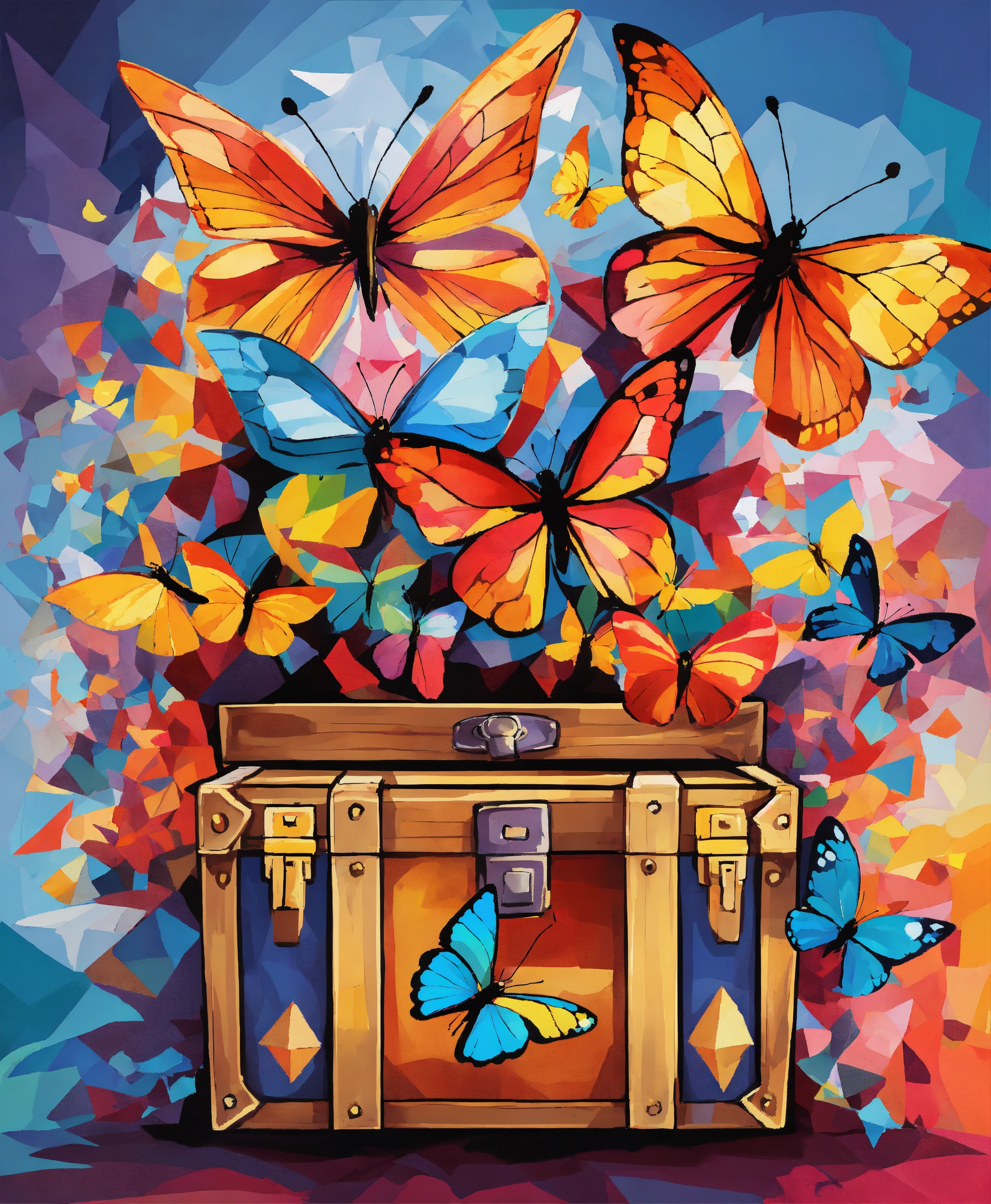 Lexica - Create a drawing of an explosion of vibrant hues butterflies ...