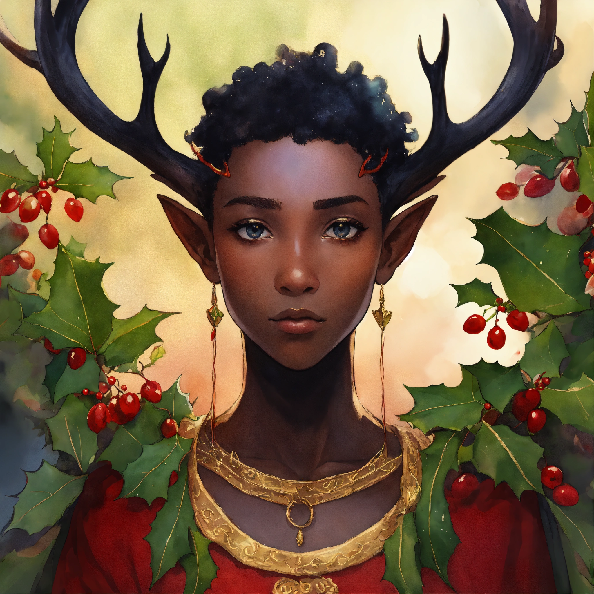 Lexica Deep complexion extremely pointed eared Black Elf with a