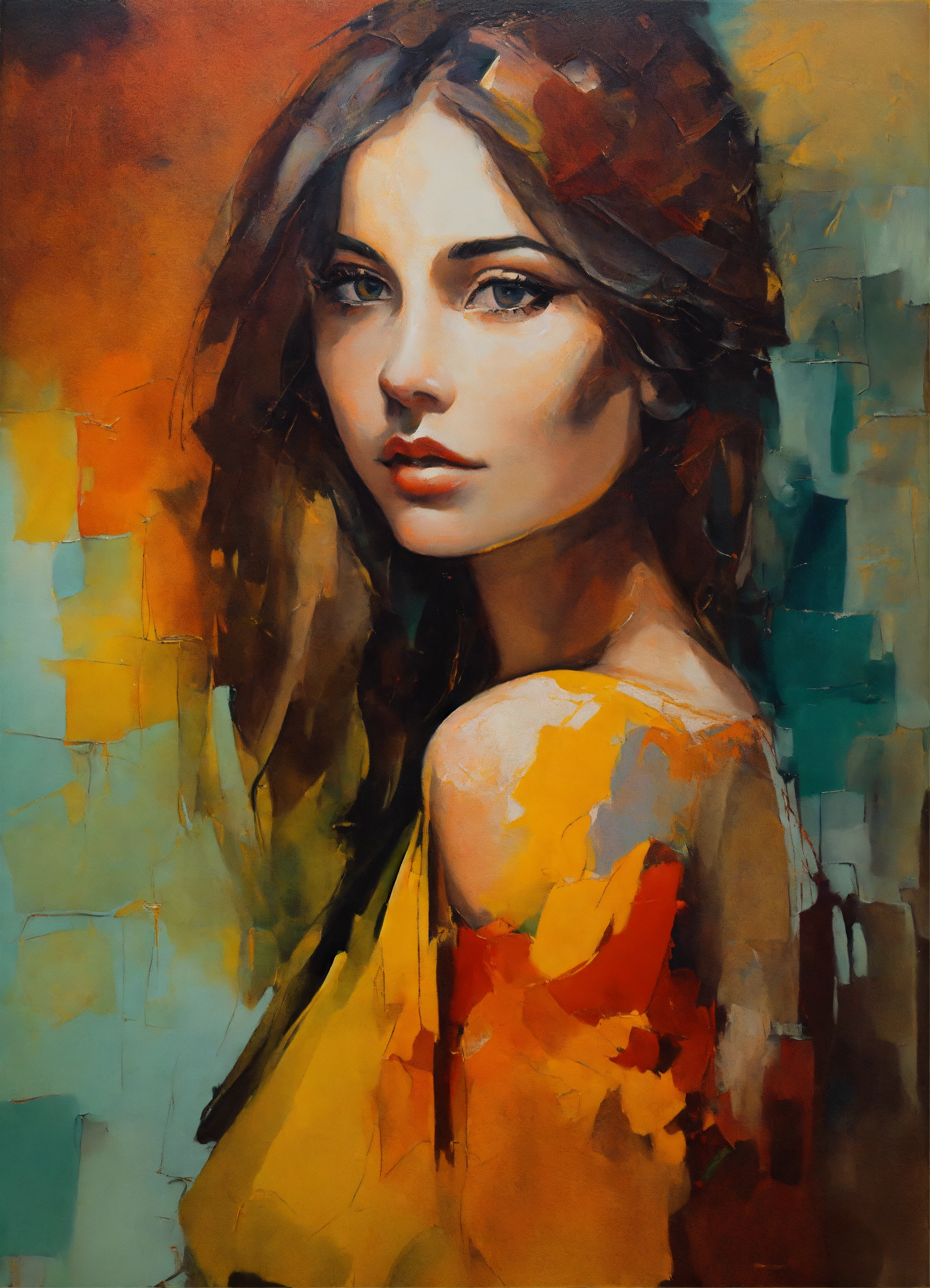 Lexica - Abstract and minimalist oil painting of a beautiful, different ...