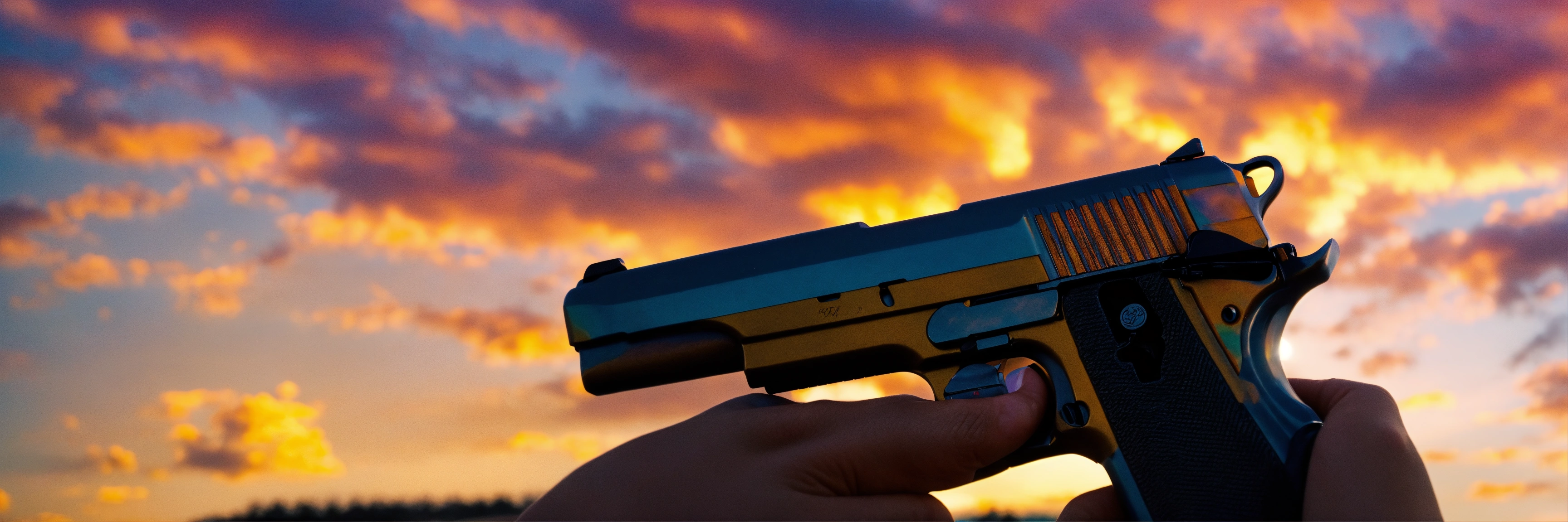 Lexica - Close up of a Woman holding a pistol down by her side in front ...