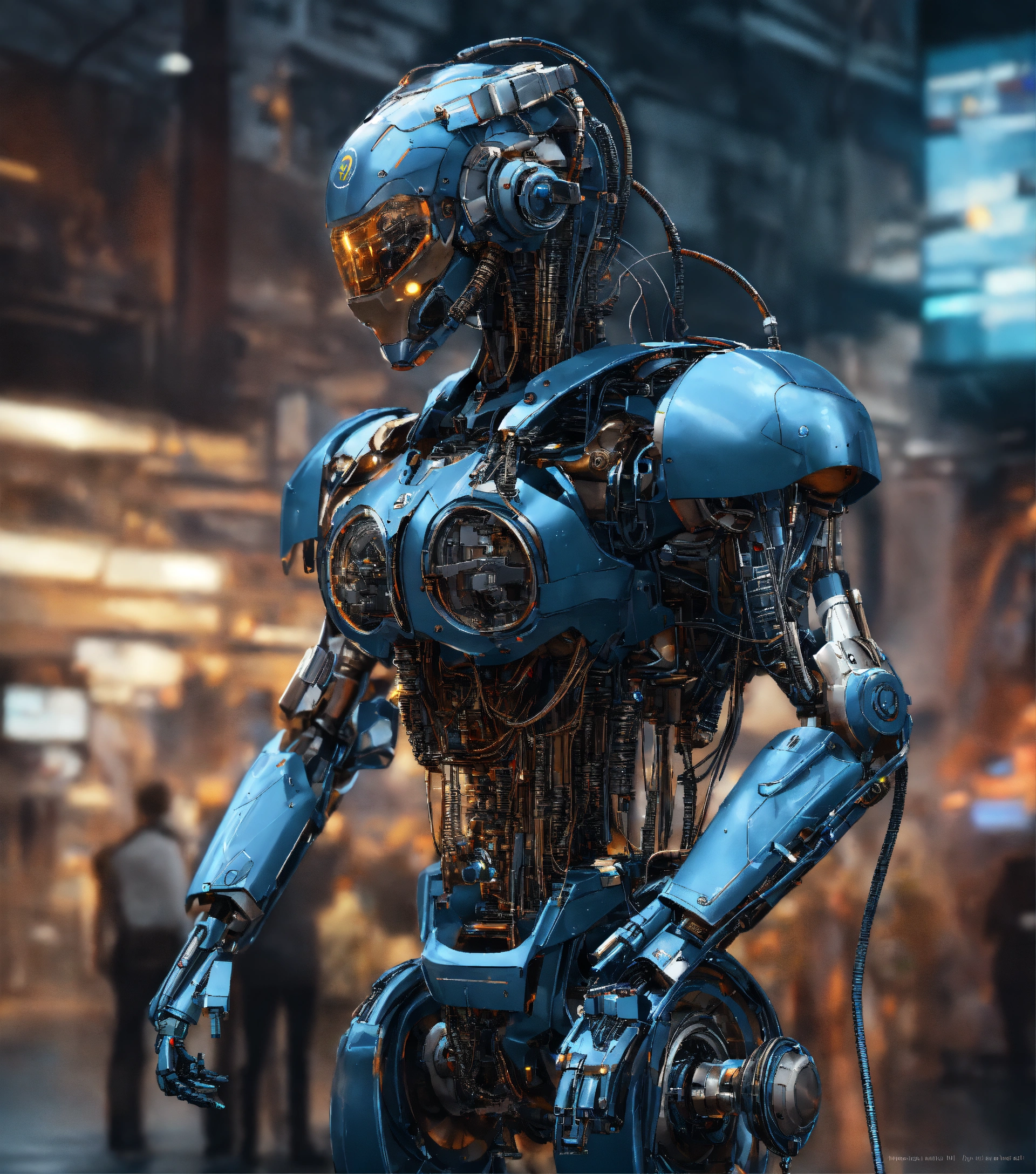 Lexica - Cybernetic robot {prompt} . android, AI, machine, metal, wires ...
