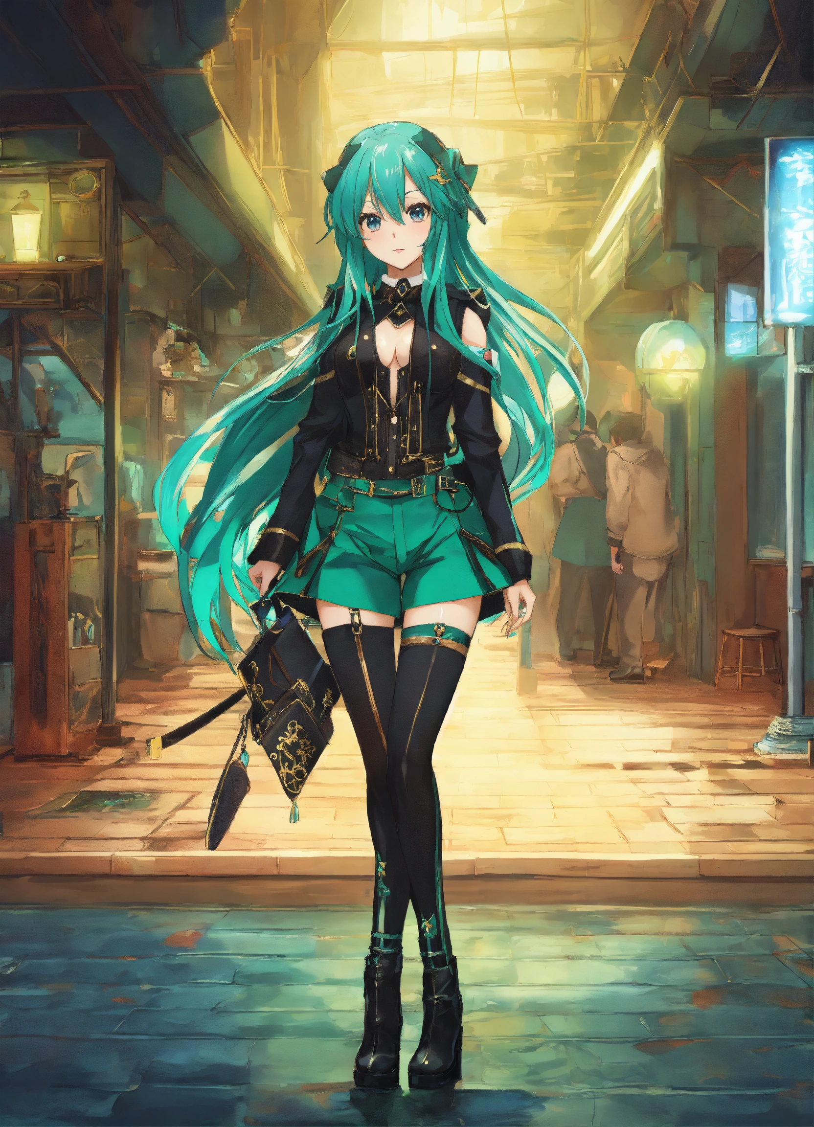 Lexica - Anime, mujer enojada metalera, corte rapado, pantalones de cuero,  estilo manga anime, tonos verde aqua