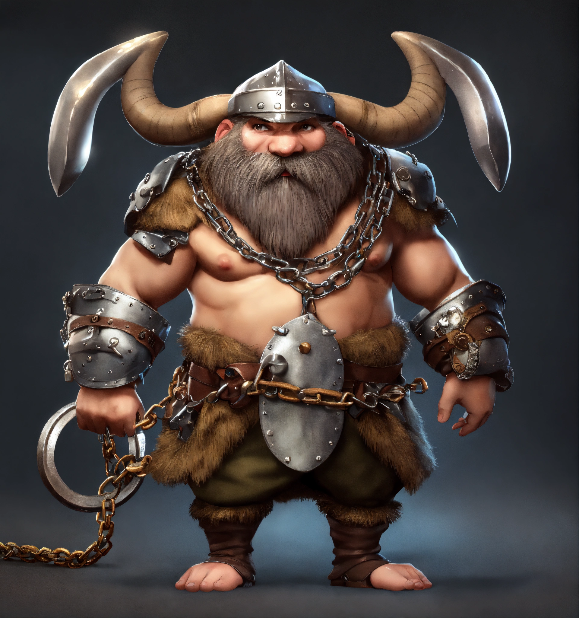 Lexica - A game character cartoonish realistic heavy metal round body ...