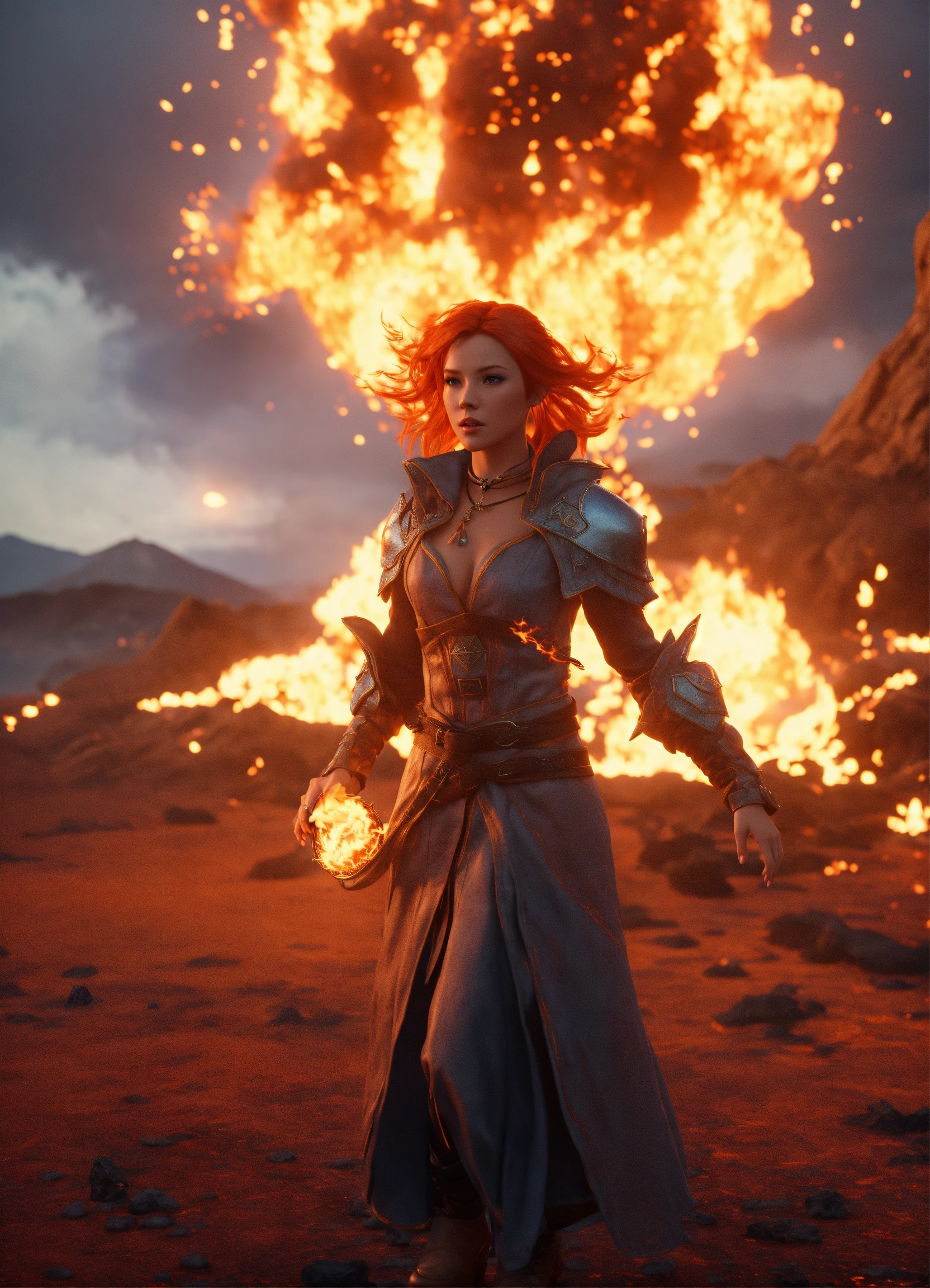 Lexica - Small female pale skinned redhead mage wearing traveling ...