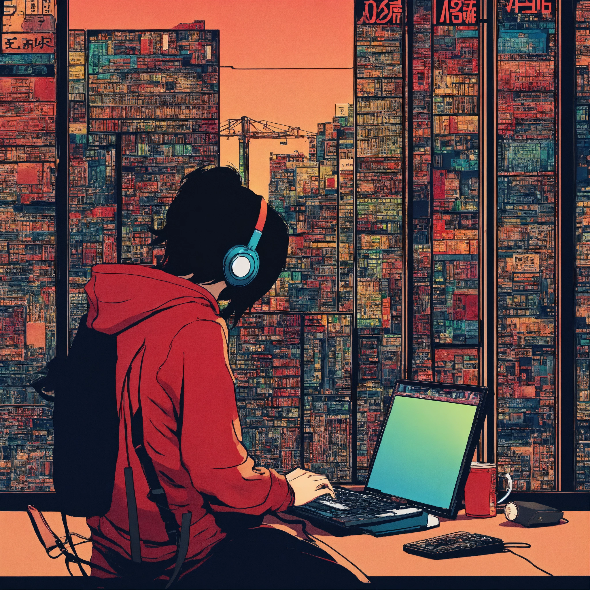 Lexica - Code, hacker, Japan, manga style, no people