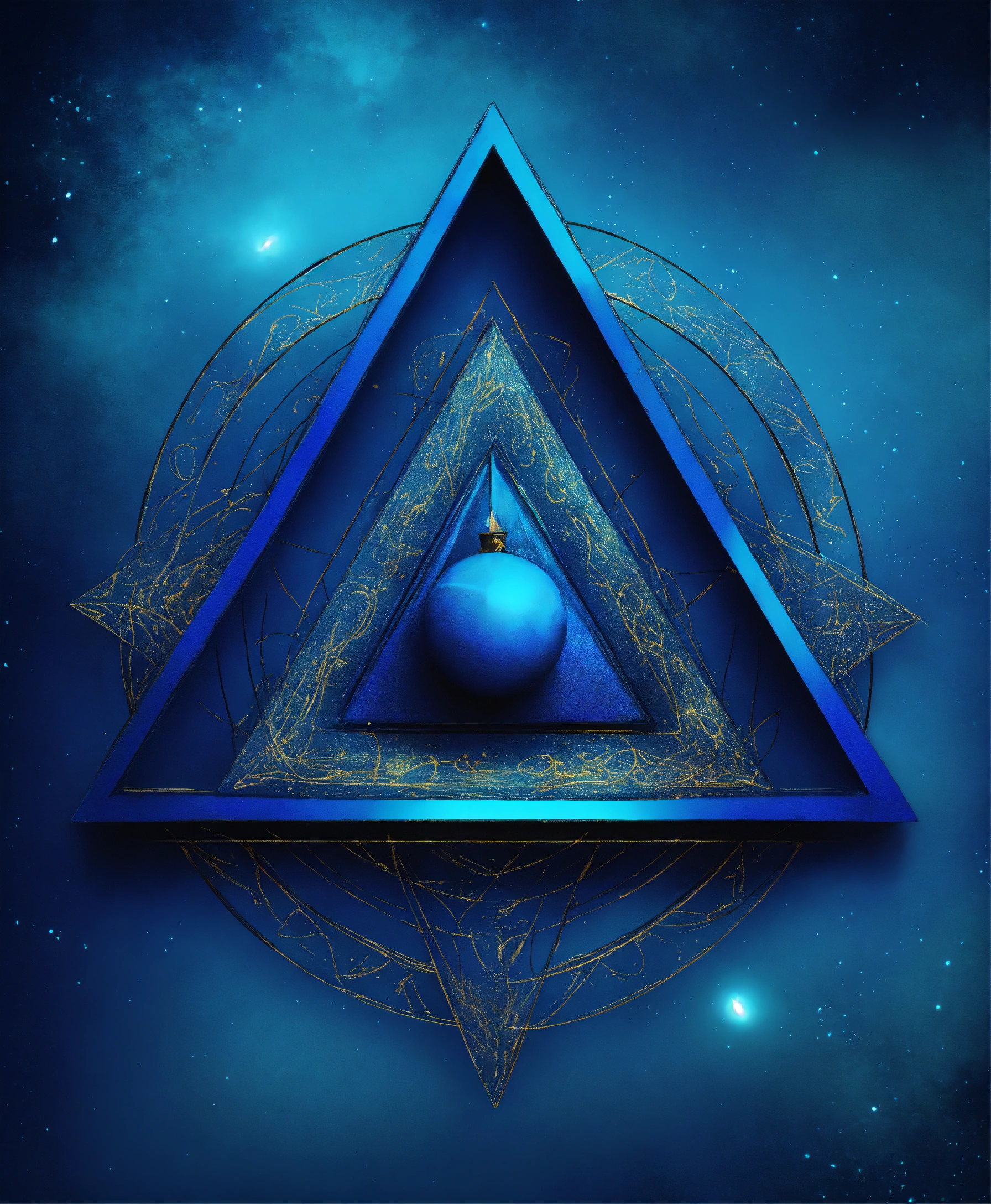 Lexica - Perfect drawing of a magical tryangle blue symbol with few ...