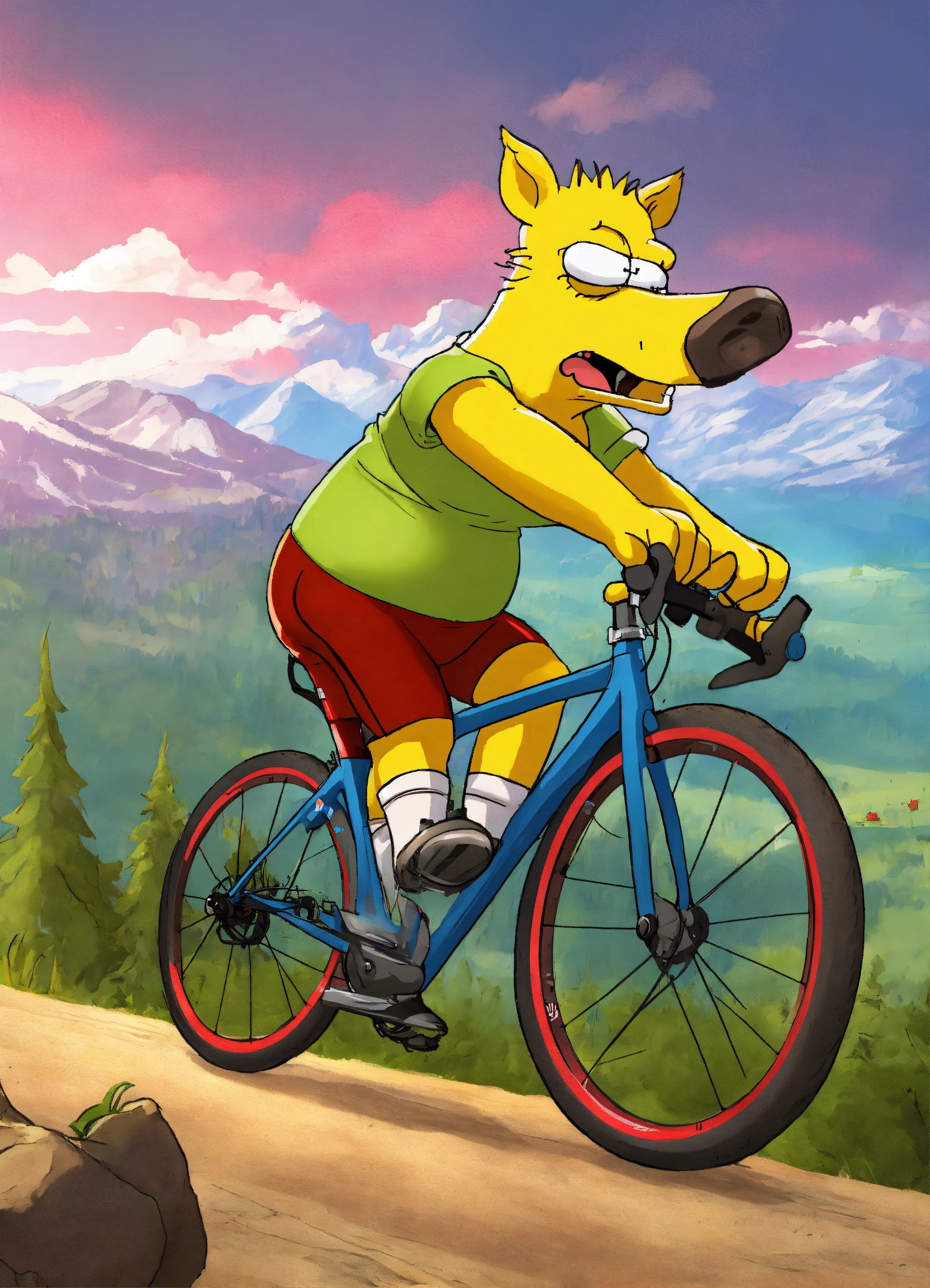 Lexica - Humoristic simpson wild boar doing bike, amazing high tech ...