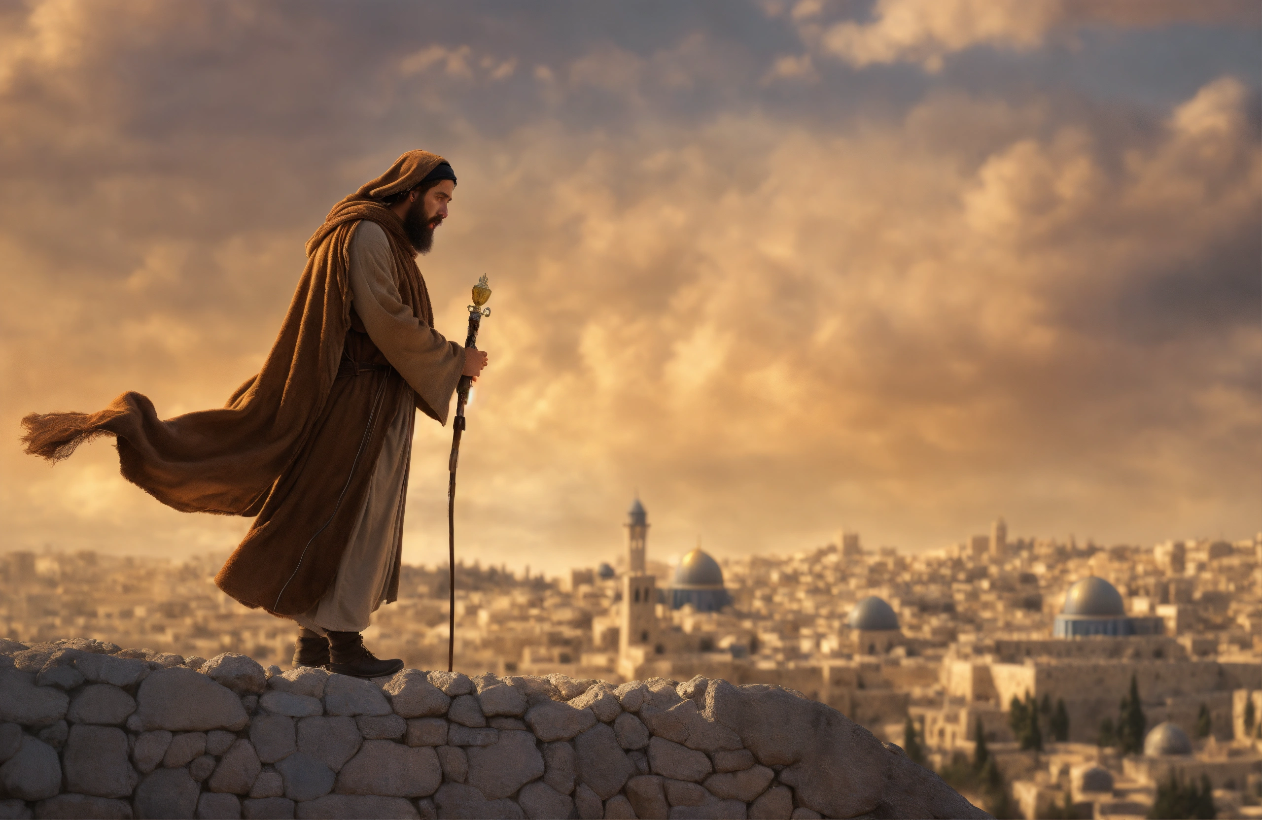 Lexica - Painting Peter Disciple, brown robe, street old Jerusalem ...