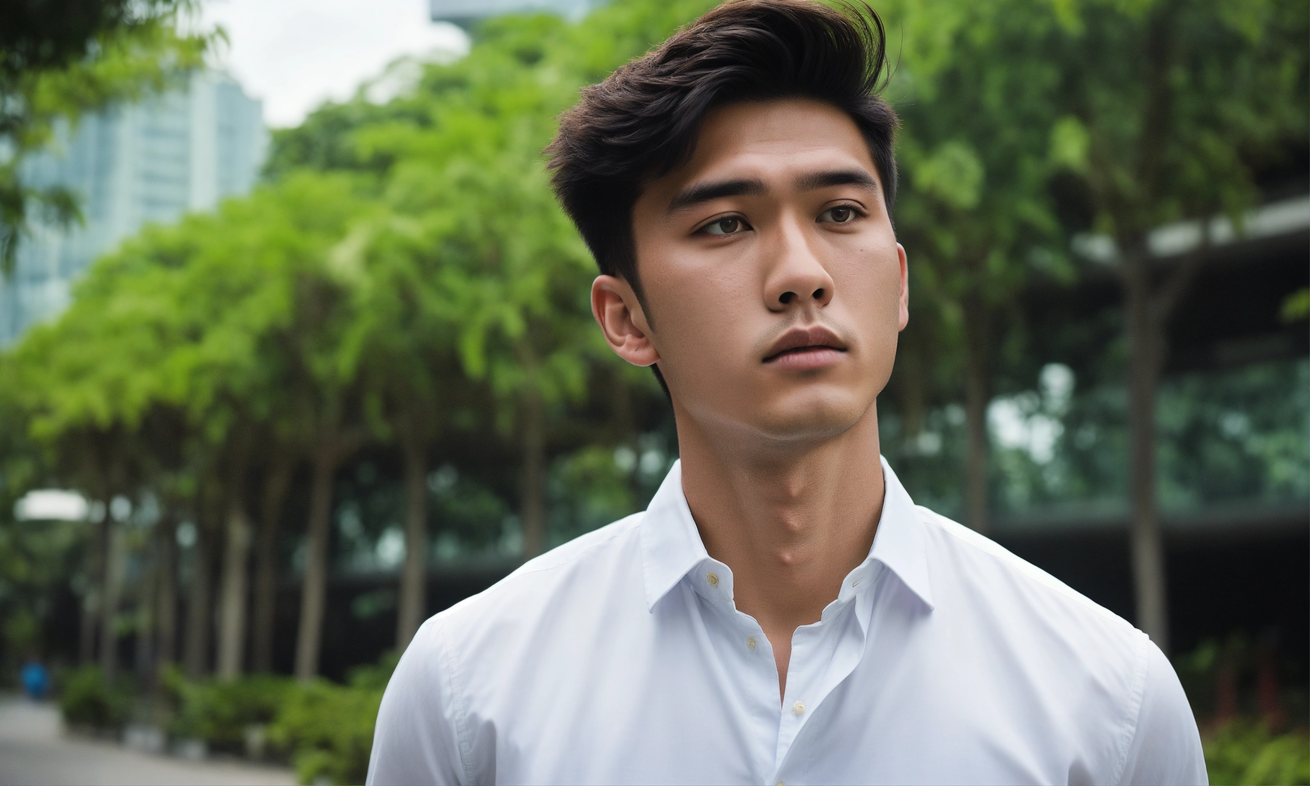 Lexica - A 21 year old handsome man, in a long white button down shirt ...