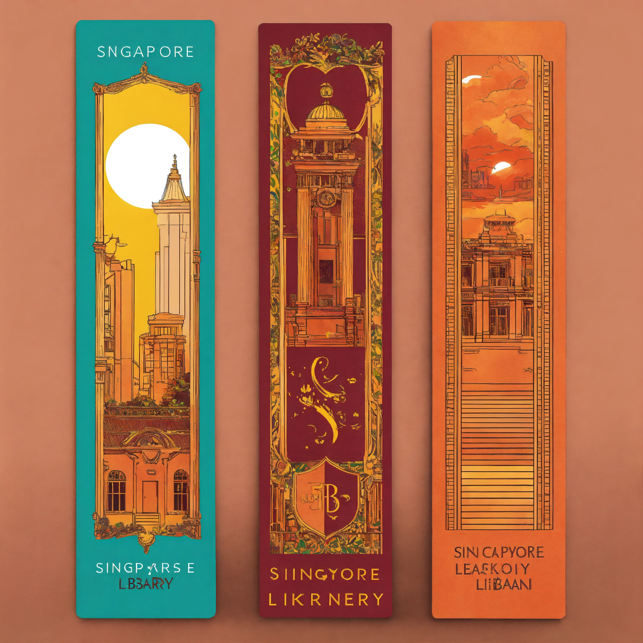 Lexica - 3 different bookmark design for a Singapore public library