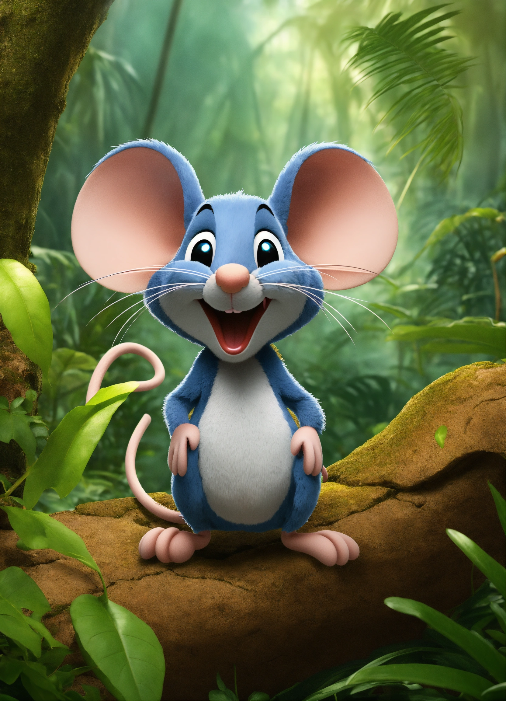 Lexica - Cartoon mouse talking in jungle